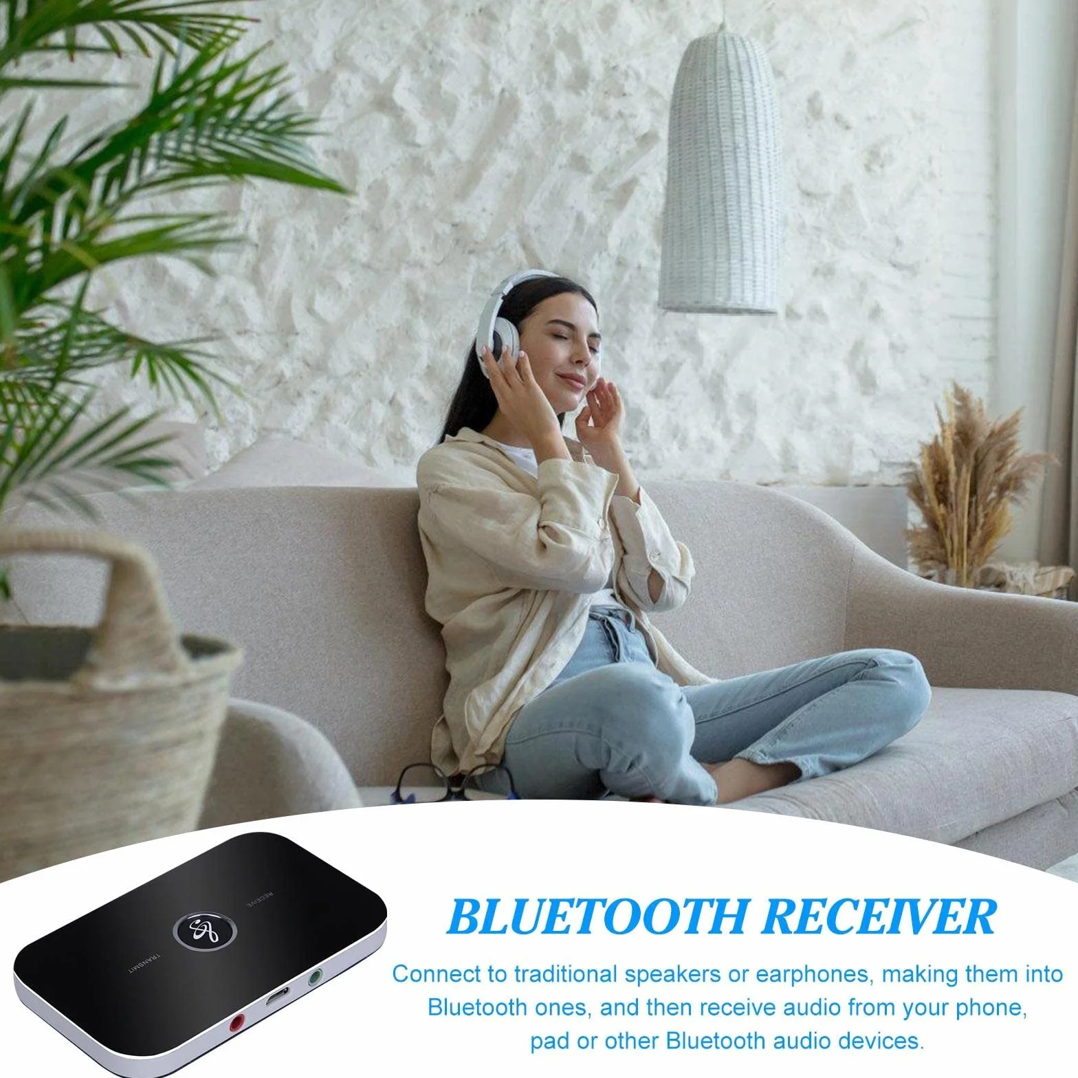 Adapter Bluetooth 5.0, Aicharynic 2 w 1 nadajnik audio, odbiornik Bluetooth, adapter audio, odbiornik z AUX 3,5 mm RCA, bezprzewodowy dźwięk HD, system stereo do telewizora, komputera, słuchawek,