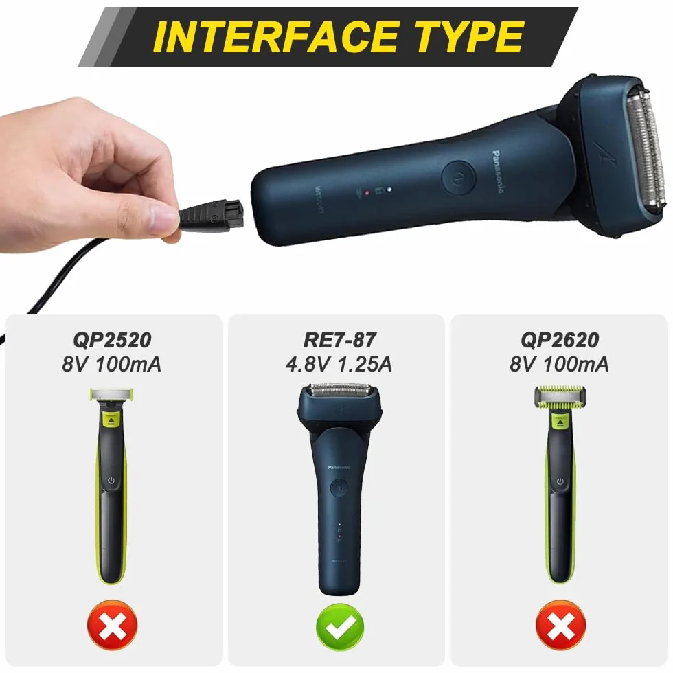 4,8 V ładowarka USB zamiennik dla Panasonic, 4,8 V 1,25 A kabel USB do ładowania golarki Panasonic RE7-87 RE7-59 ES-RT30 ES-RT40 ES-GA20 ES2065 golarka elektryczna (4 sztuki)