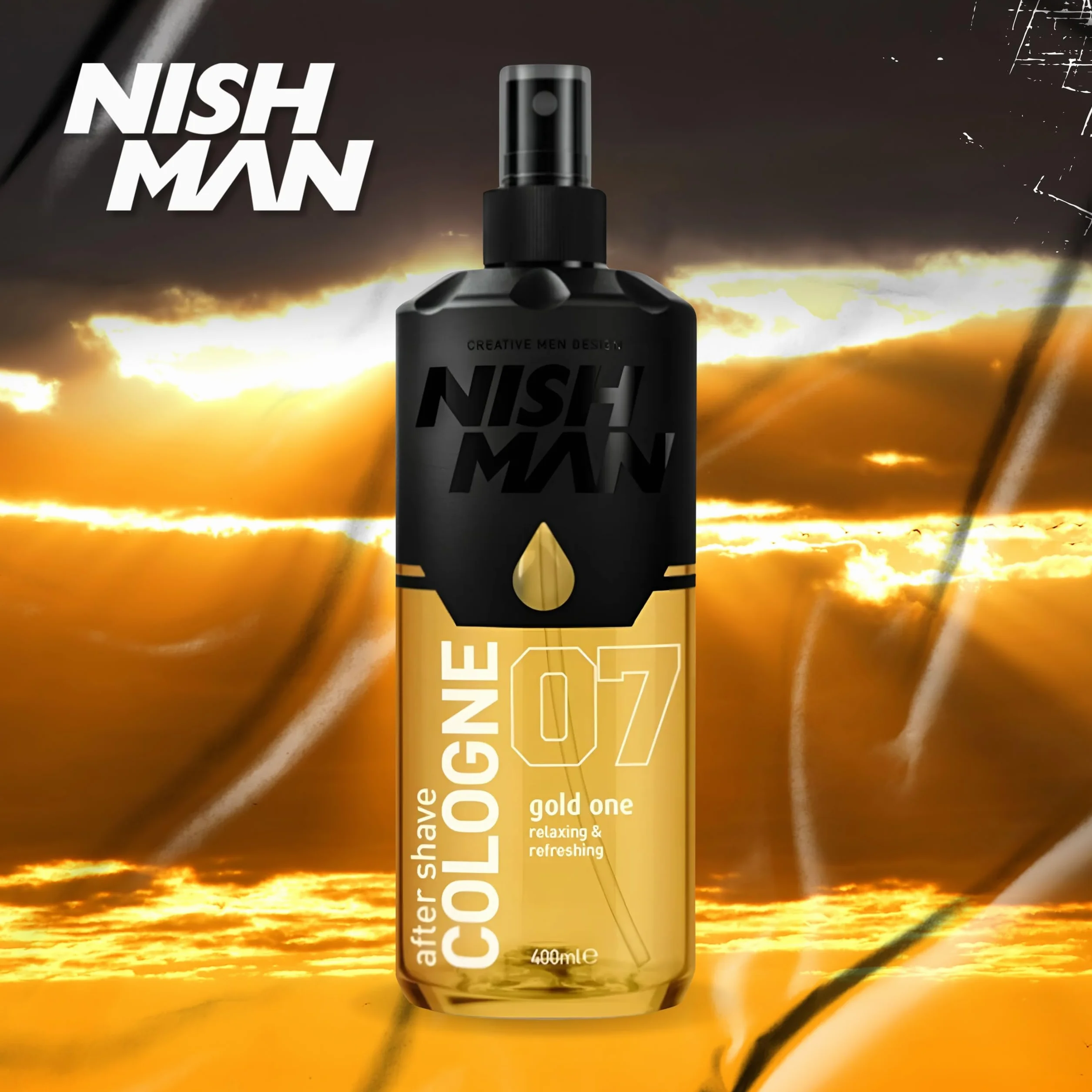 NISHMAN Woda Po Goleniu 07 - Gold One 400ml - Odświeżający Zapach dla Nowoczesnego Mężczyzny - Idealny po Goleniu - Długotrwała Ochrona i Nawilżenie
