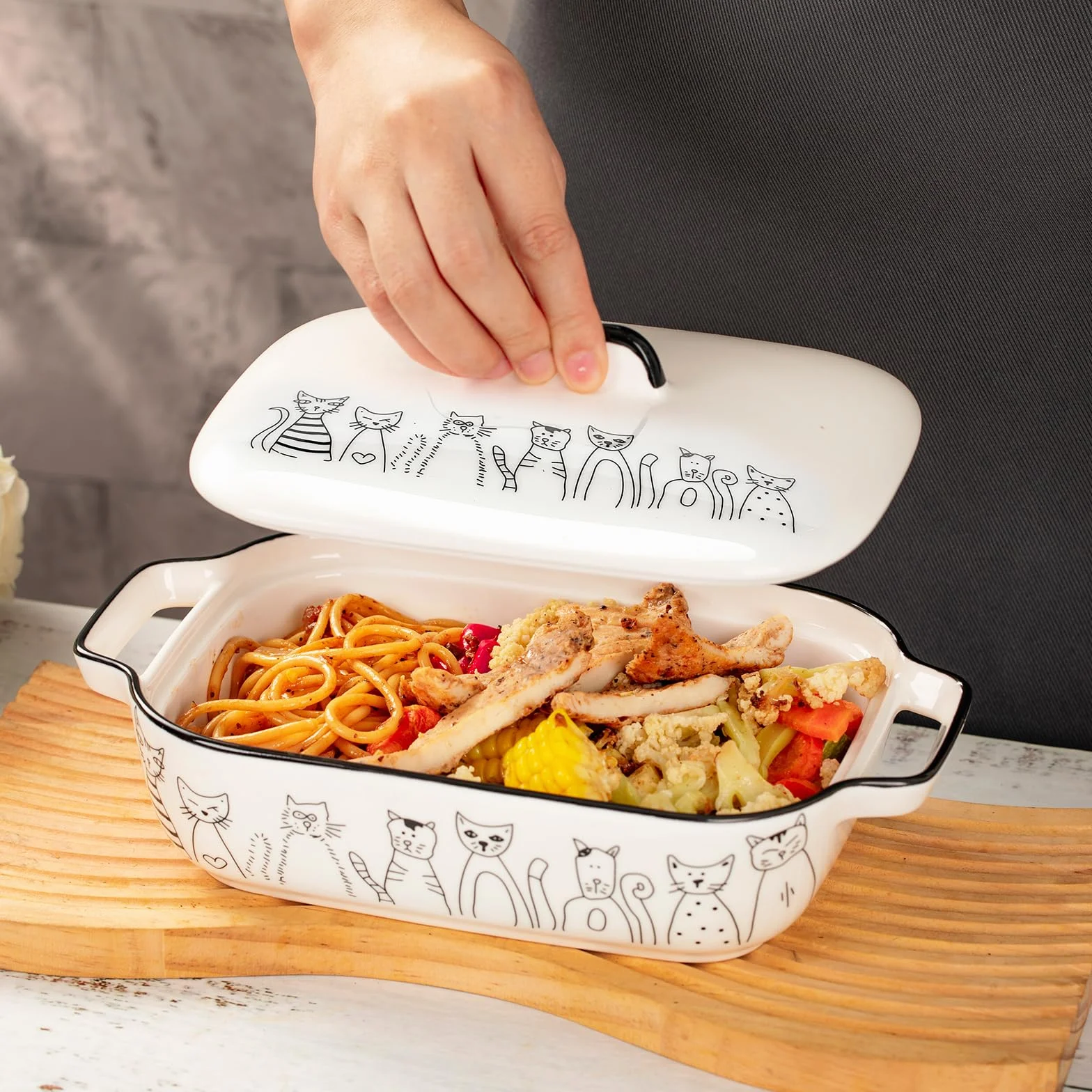 Naczynie do zapiekanek z pokrywką, prostokątne naczynie do zapiekanek z ceramiki, małe naczynia do zapiekanek z ceramiki, forma do lasagne piekarnika do chleba, lasagne, tiramisu i zapiekanki