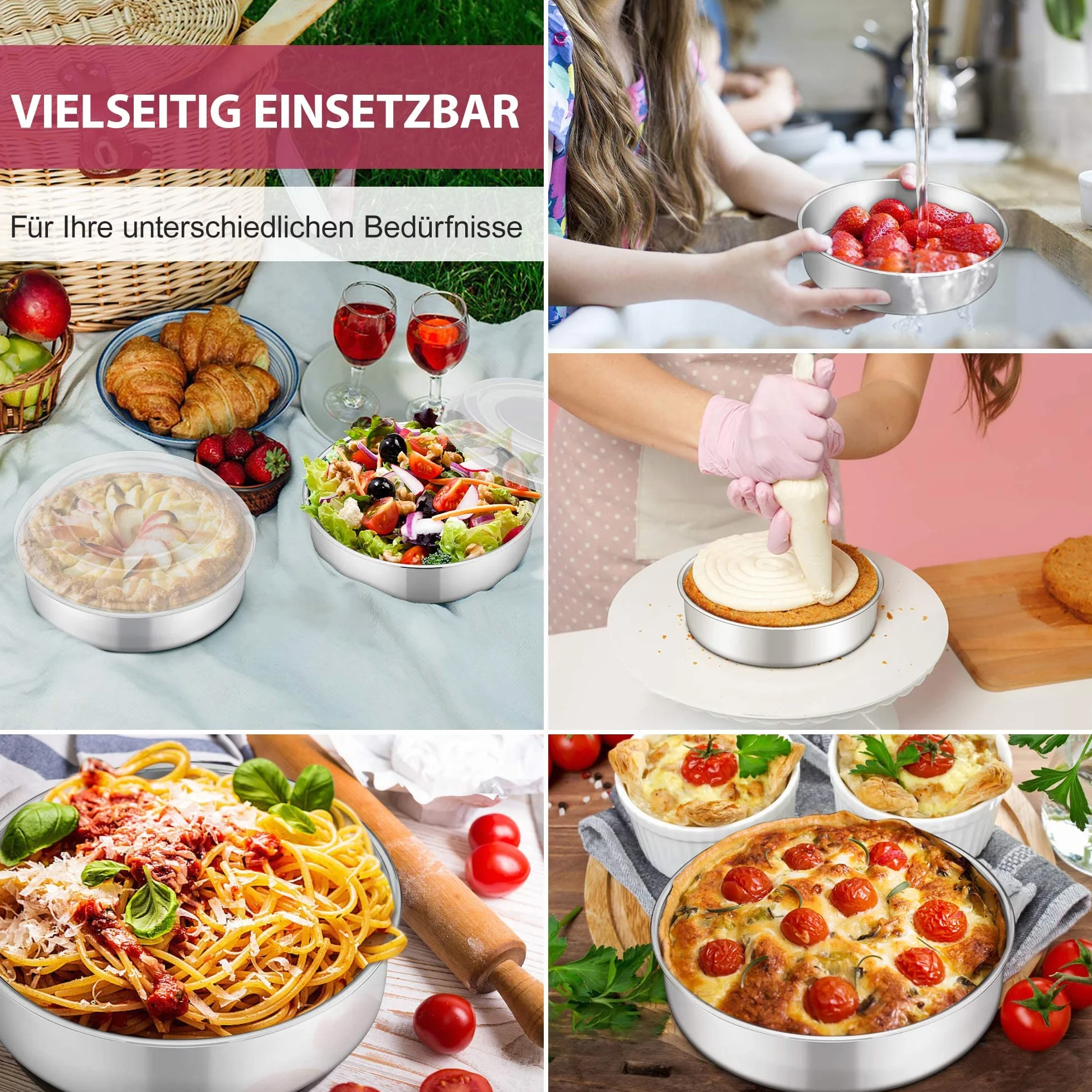 Joyfair Okrągła forma do pieczenia 21 cm ze stali nierdzewnej z pokrywką