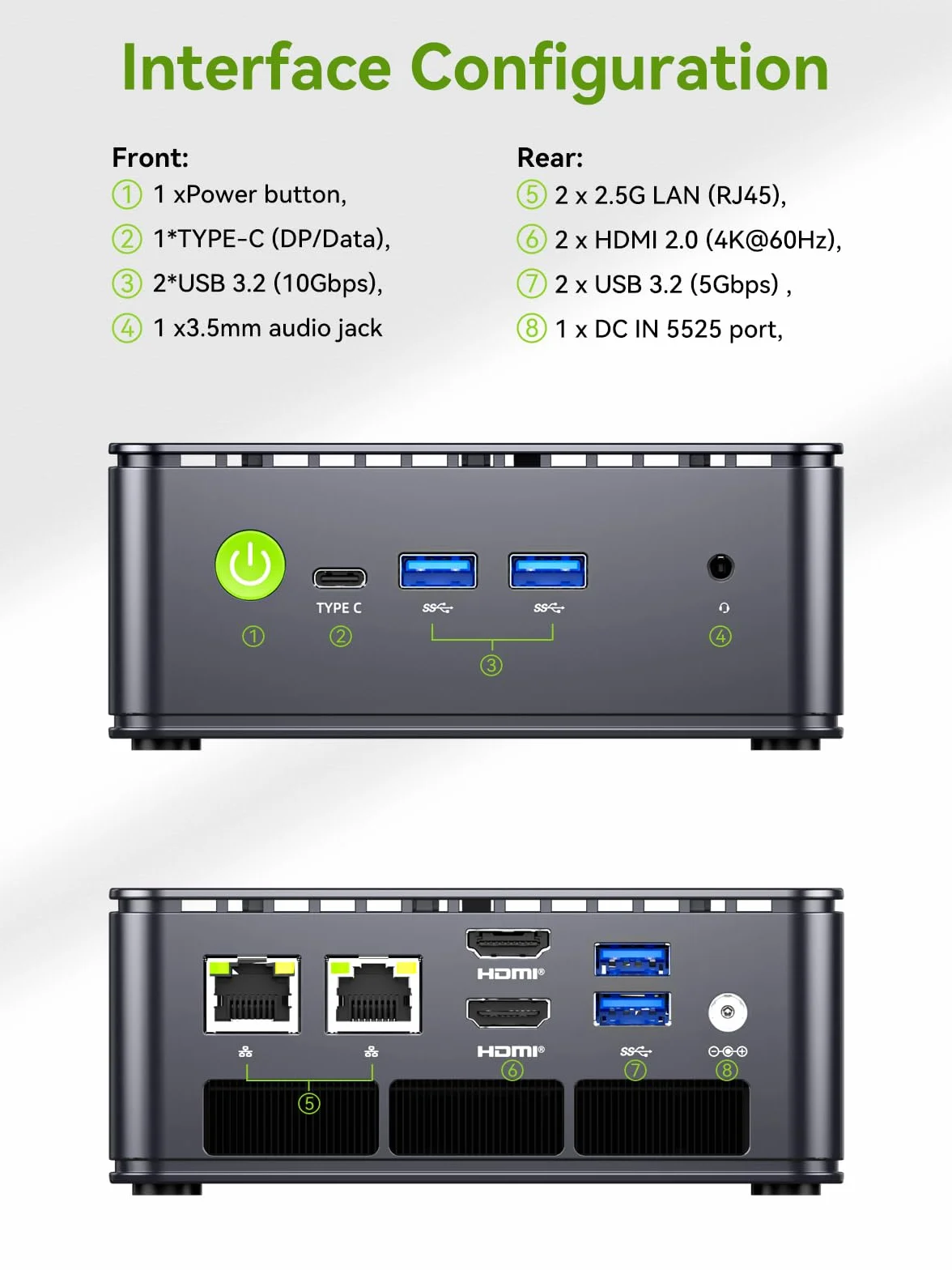 GMKtec G3 Plus Mini PC, AMD Ryzen 5 3500U(ulepszony N100) 16 GB RAM 512 GB M.2 2280 SSD, mini komputer obsługuje Windows 11 Pro/Dual HDMI/WiFi6/BT5.2