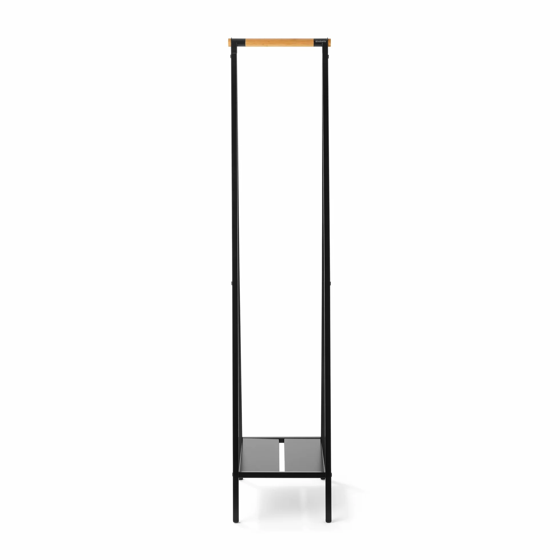 Brabantia Kompaktowy wieszak na ubrania Linn stalowa rama bambusowy drążek 47.6 x 34 x 170 cm Matt Black