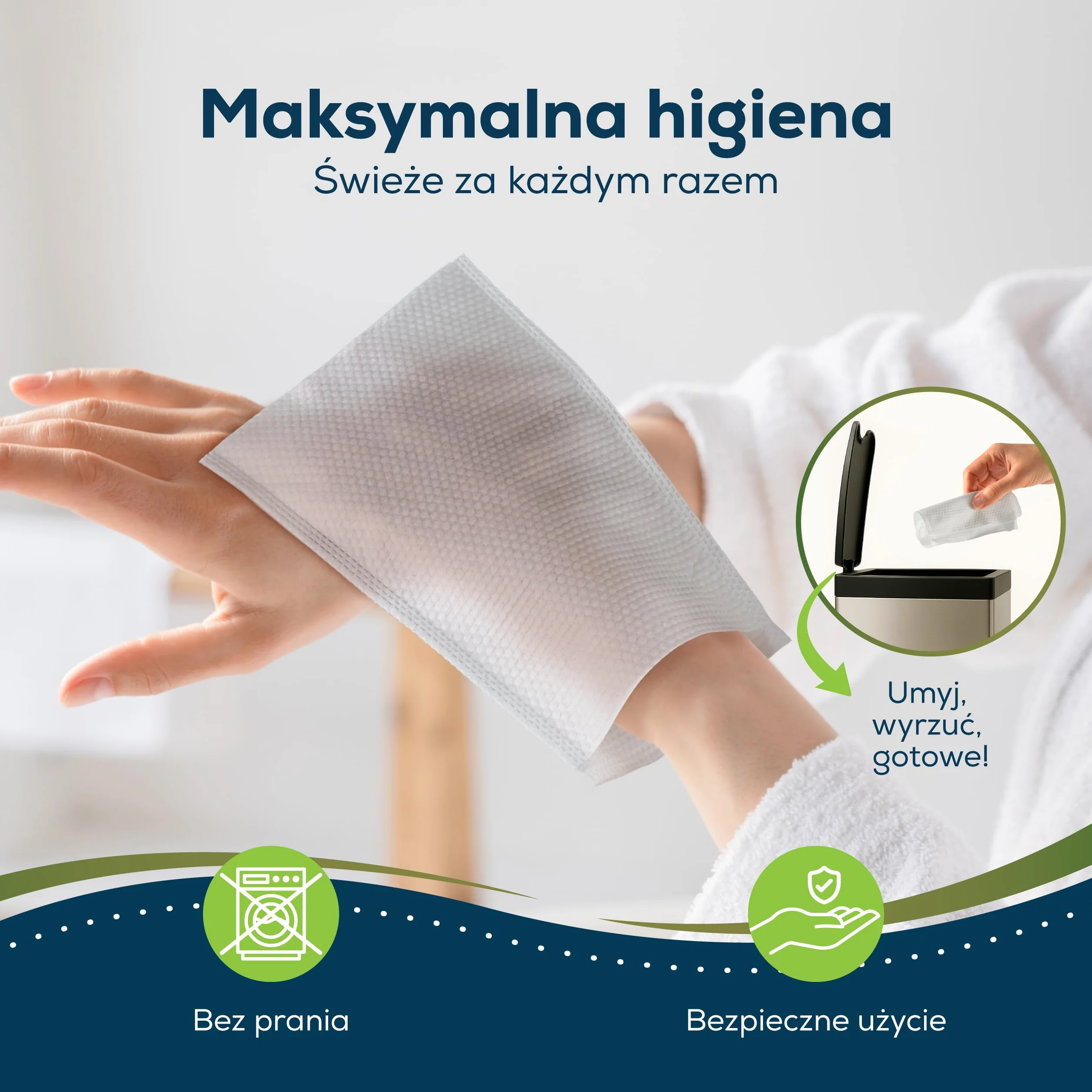 Sensalou Jednorazowe wilgotne rękawiczki do kąpieli dla dorosłych - wilgotne chusteczki (8 sztuk)
