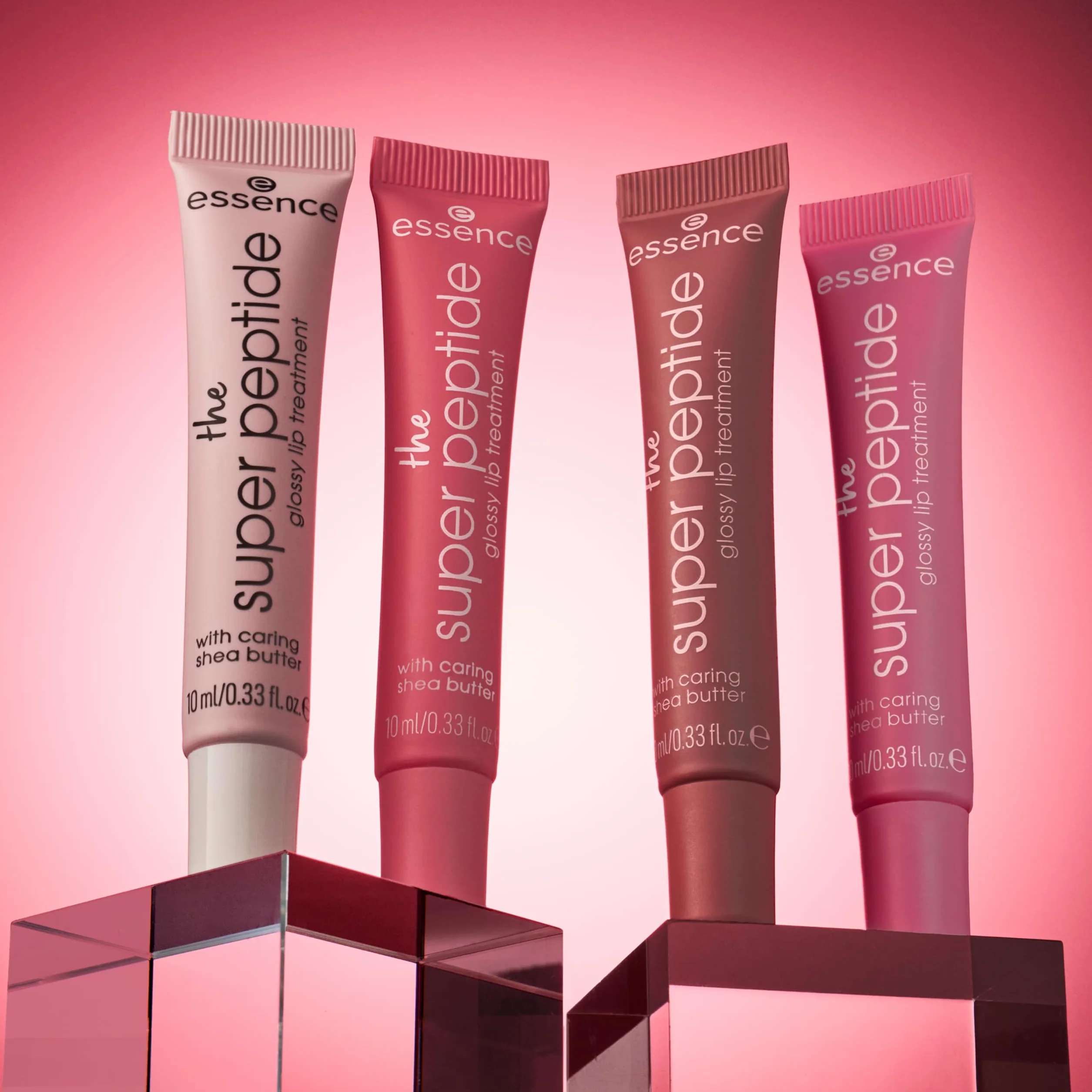 essence Balsam do ust the super peptide glossy lip treatment, wygładzanie, z witaminami, opieka, błyszczący (10ml)