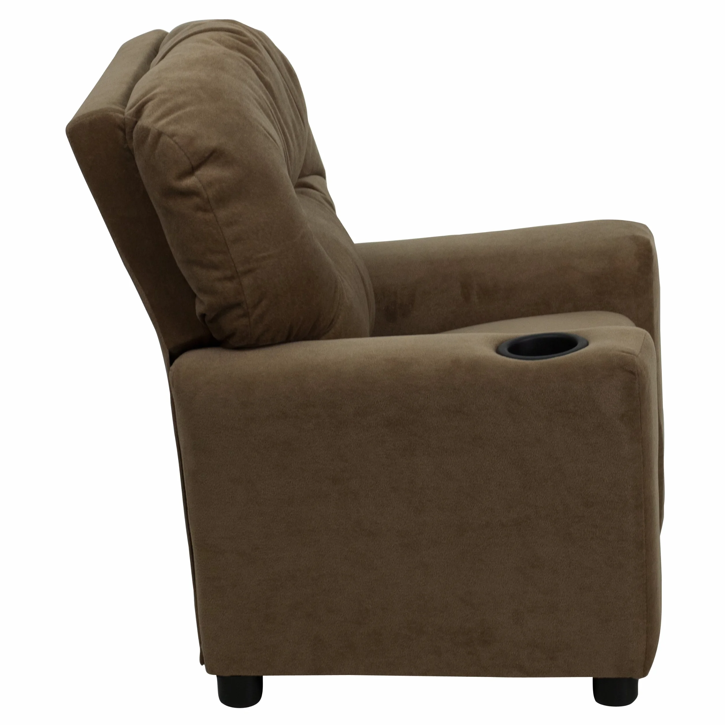 Flash Furniture Współczesny leżak z mikrofibry z uchwytem na kubki, drewno, brązowy, 66,04 x 53,34 x 53,34 cm