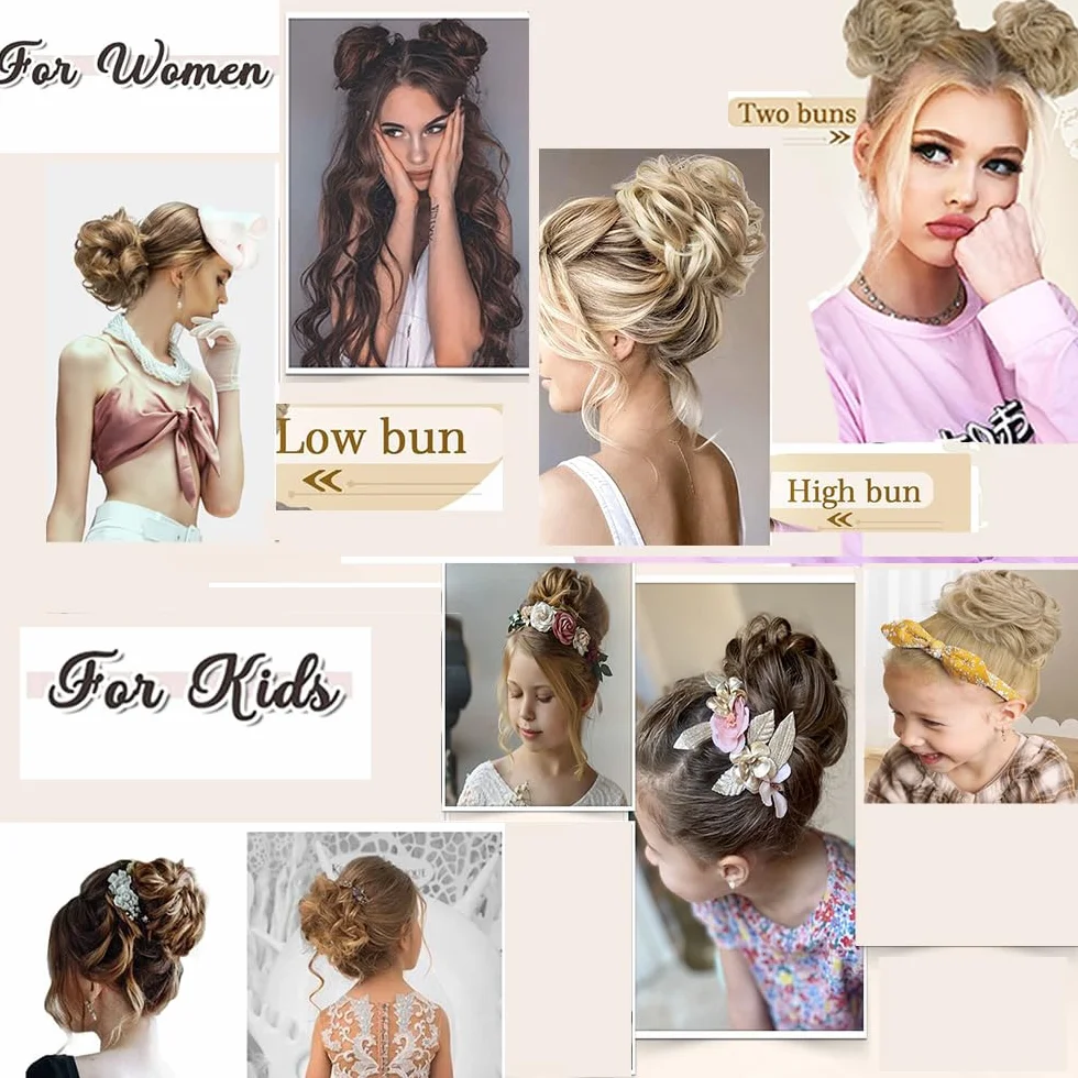 Kok gumka do włosów z włosami, kręcone, treska Messy Bun, z gumową taśmą, warkocz, przedłużenie włosów, koński ogon, dla kobiet i dziewcząt (18H613# (Ash Blond, mieszanie blondu, wybielanie)