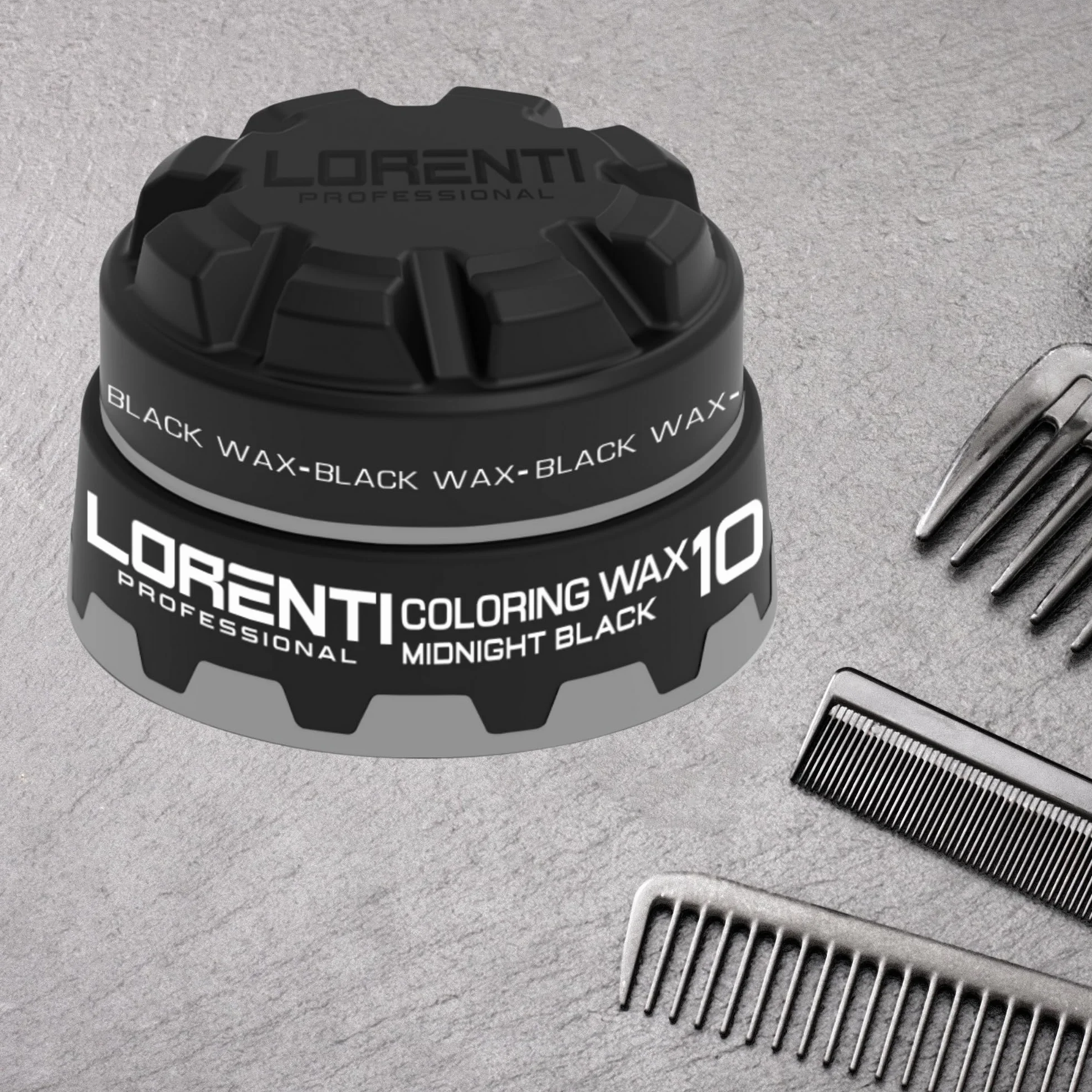 LORENTI TOKYO & SEOUL Color Hair Wax Black No.10 150 ml | Wosk żelowy z efektem mokrego | Wosk do włosów z kolorem i połyskiem | Żel do włosów dla mężczyzn | Wosk żelowy do stylizacji włosów | Wosk do