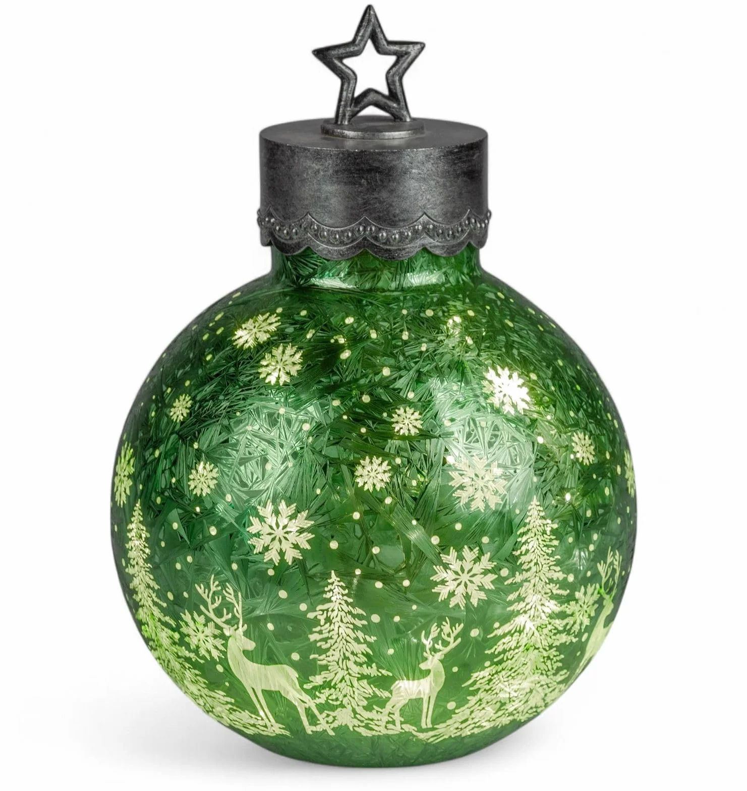 formano Dekoracyjna kula LED Frosty Green 35 cm szklana kula lodowa timer 6h/18h podświetlana zasilana bateriami dekoracja bożonarodzeniowa