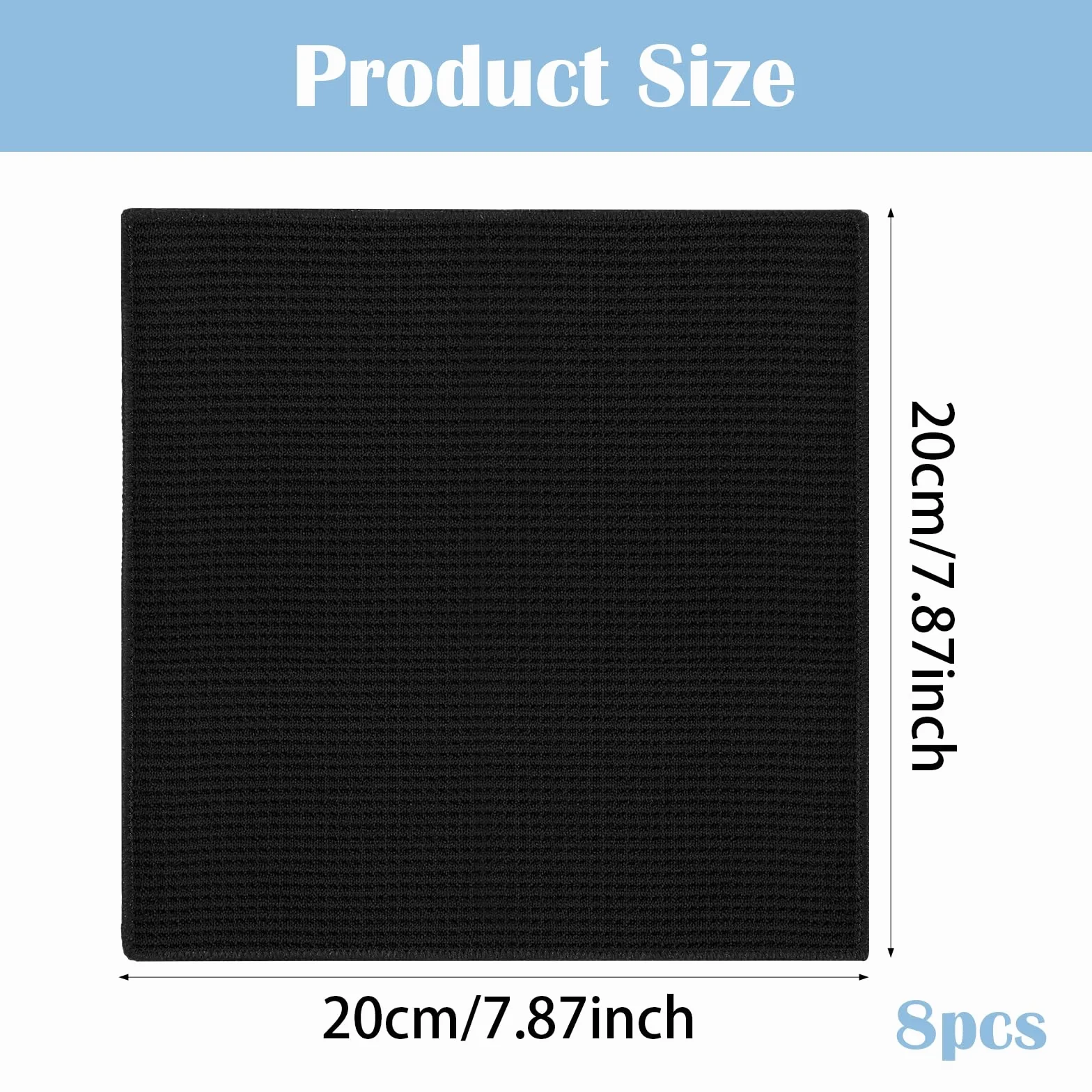 8 sztuk ściereczek do mycia naczyń z mikrofibry, 20 x 20 cm, nadaje się do prania, kolor czarny, wzór waflowy z super chłonnymi właściwościami, do czyszczenia kuchni, okien, szklanych