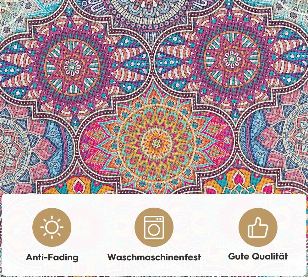 Artoid Mode Marokański obrus w stylu boho, styl vintage, mandala, obrus na stół, dekoracja do użytku w pomieszczeniach, na urlop, imprezę, 120 x 120 cm