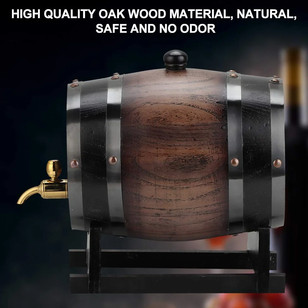 Beczka na wino z kranem 3L Oak Aging Barrel do whisky, piwa, bourbona