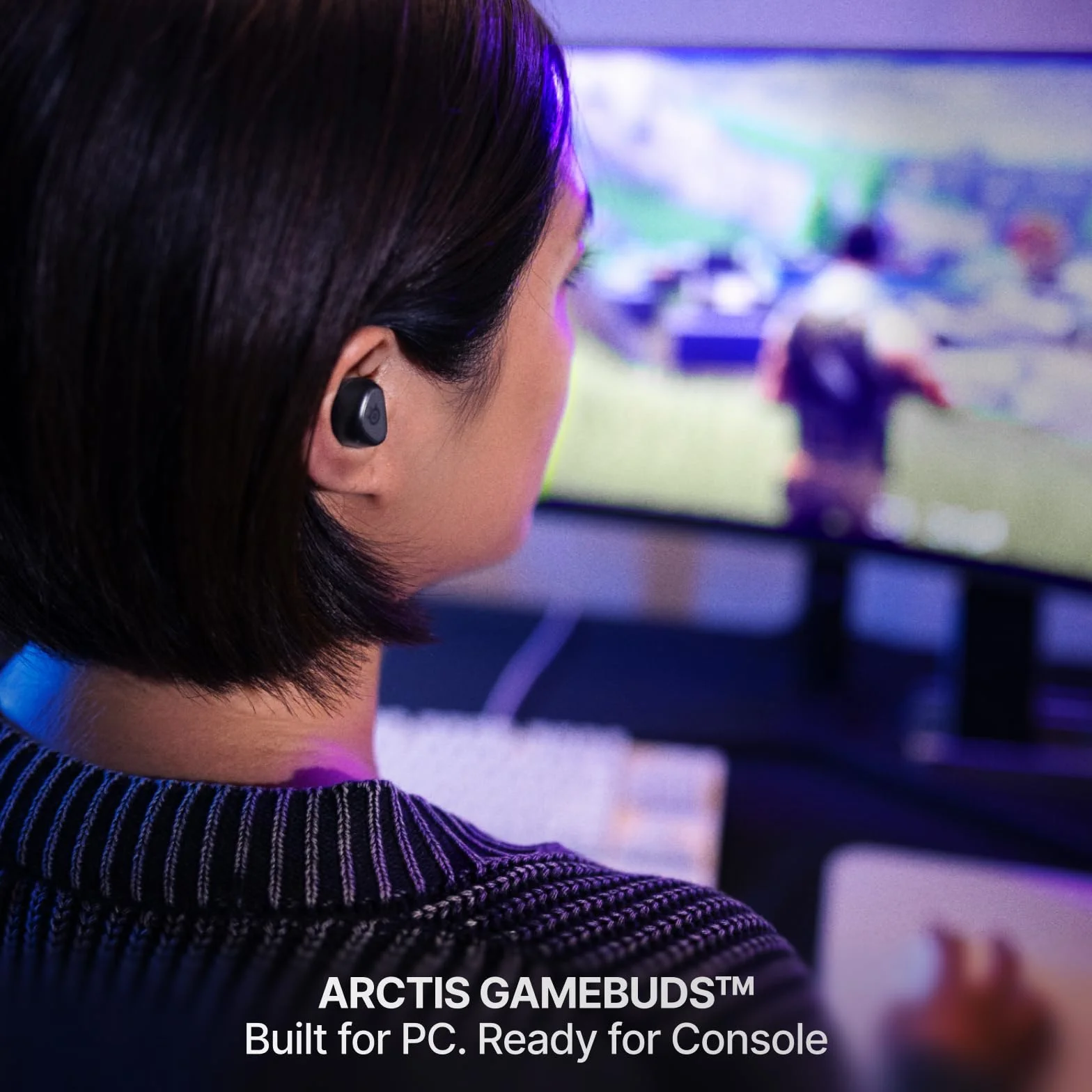SteelSeries Arctis GameBuds do PlayStation, Bezprzewodowe Słuchawki Douszne do Gier, 2,4 GHz+BT 5.3, ANC/Przezroczystość, Bateria 40 godz., Ładowanie Bezprzewodowe, PS5, PC, Switch, Smartphone