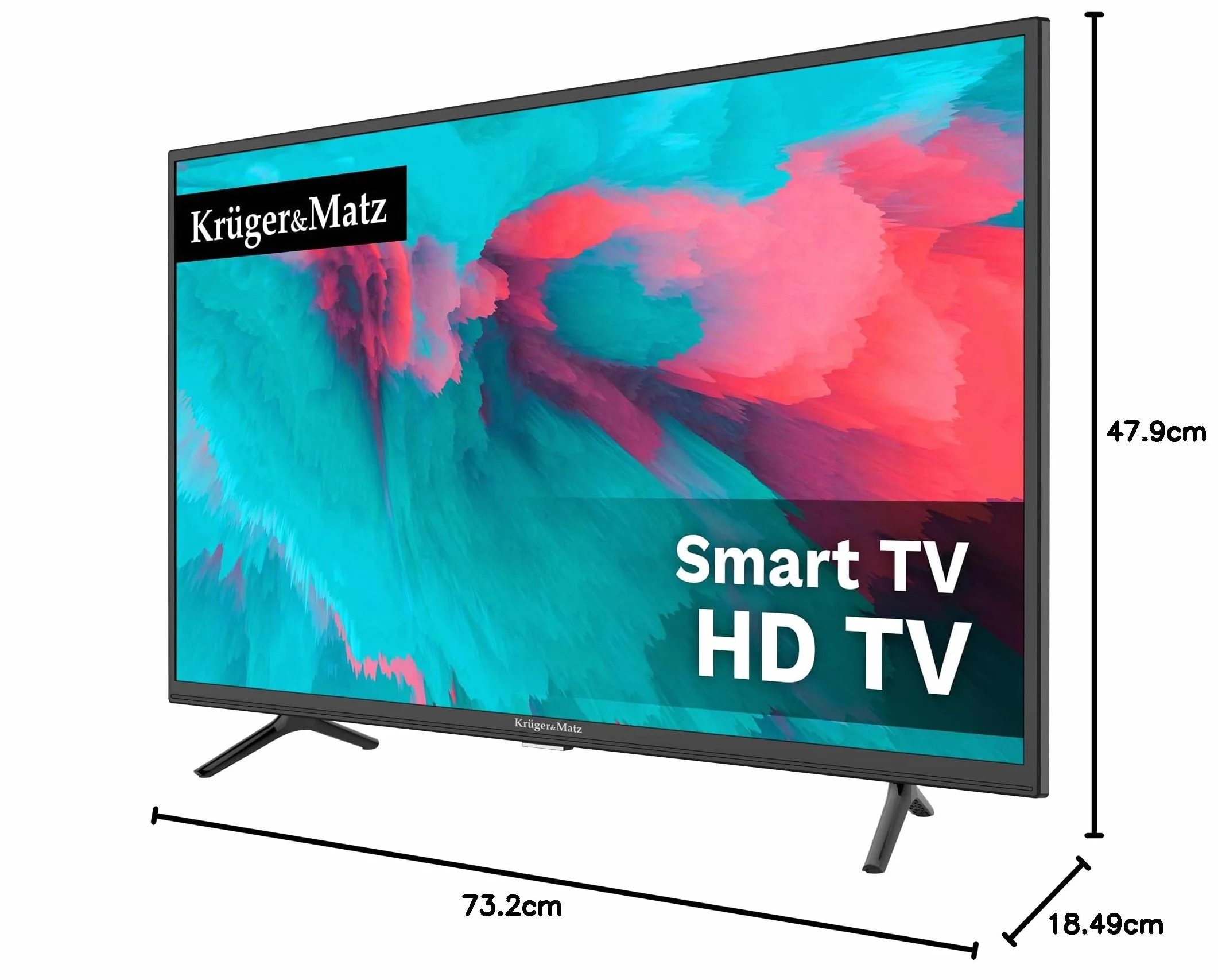 Krüger&Matz Telewizor 32" HD Smart 1366x768 px DVB-T2/S2 H.265 HEVC Podświetlenie D-LED Odświeżanie 60 Hz KM0232-S6