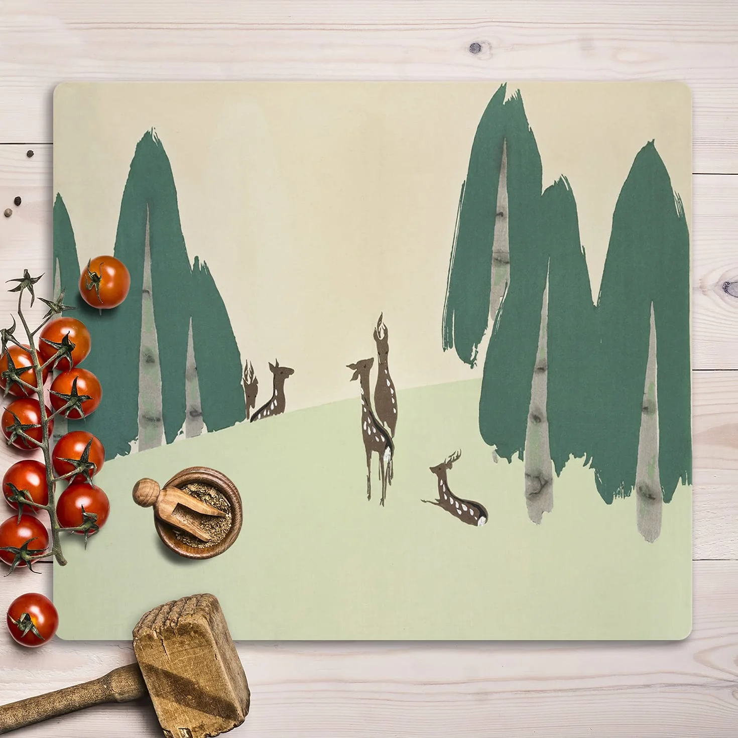 Coloray Deska do krojenia 60x52cm Szklana Do Kuchni Szkło Hartowane Osłona Kuchenna Panel Przeciw Zabrudzeniom Osłona Kuchenki Indukcyjnej - Las zwierzęta