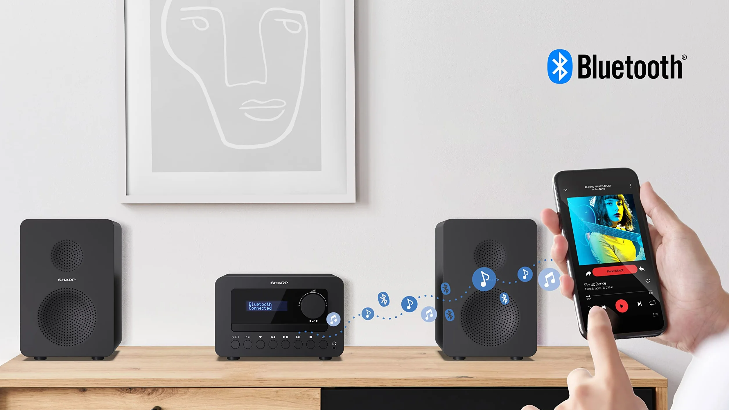 Sharp XL-B520D(BK) Zestaw Stereo, Czarny, 40W