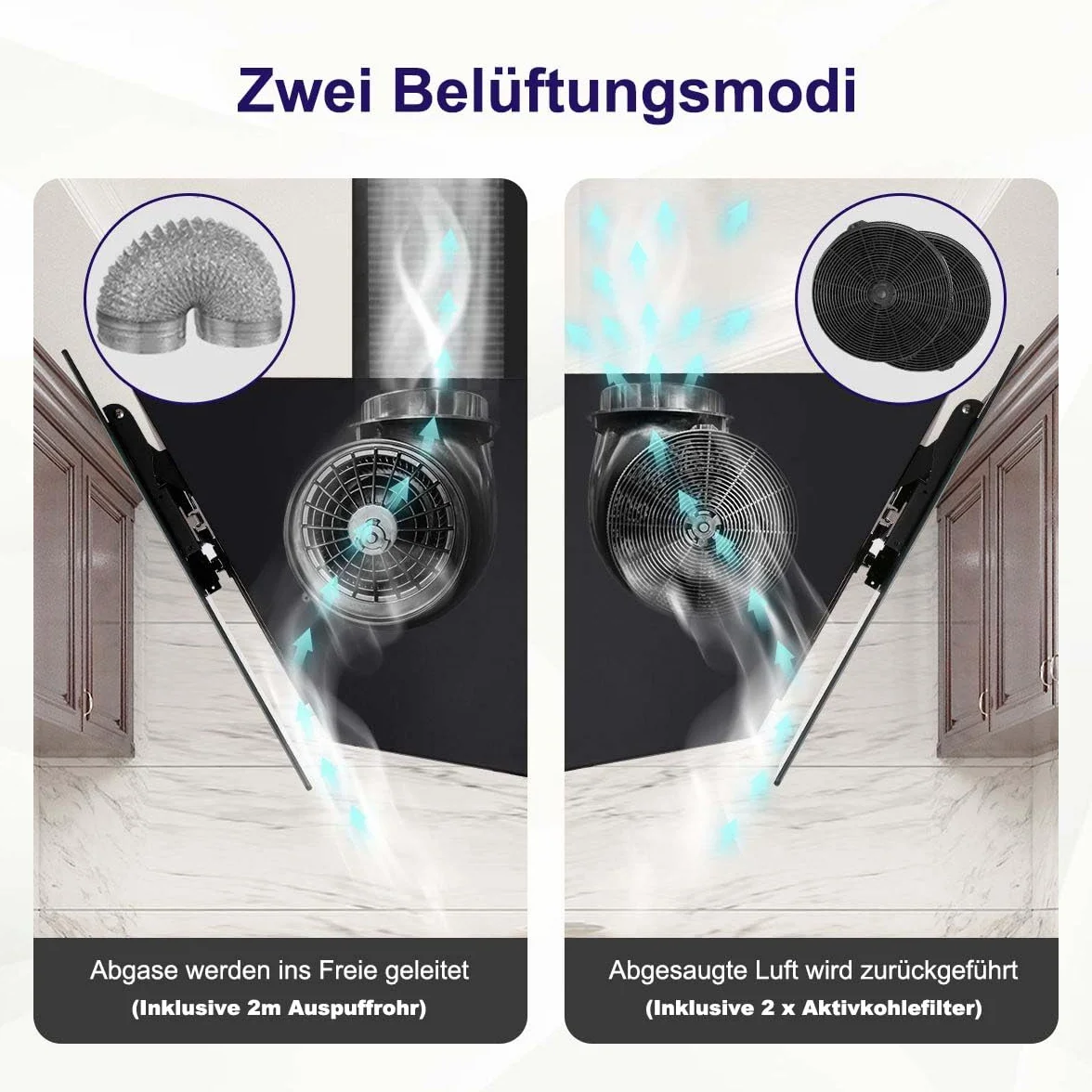 Okap kuchenny 60 cm 550 m³/h A++ z filtrami węglowymi, sterowanie dotykowe, czarny
