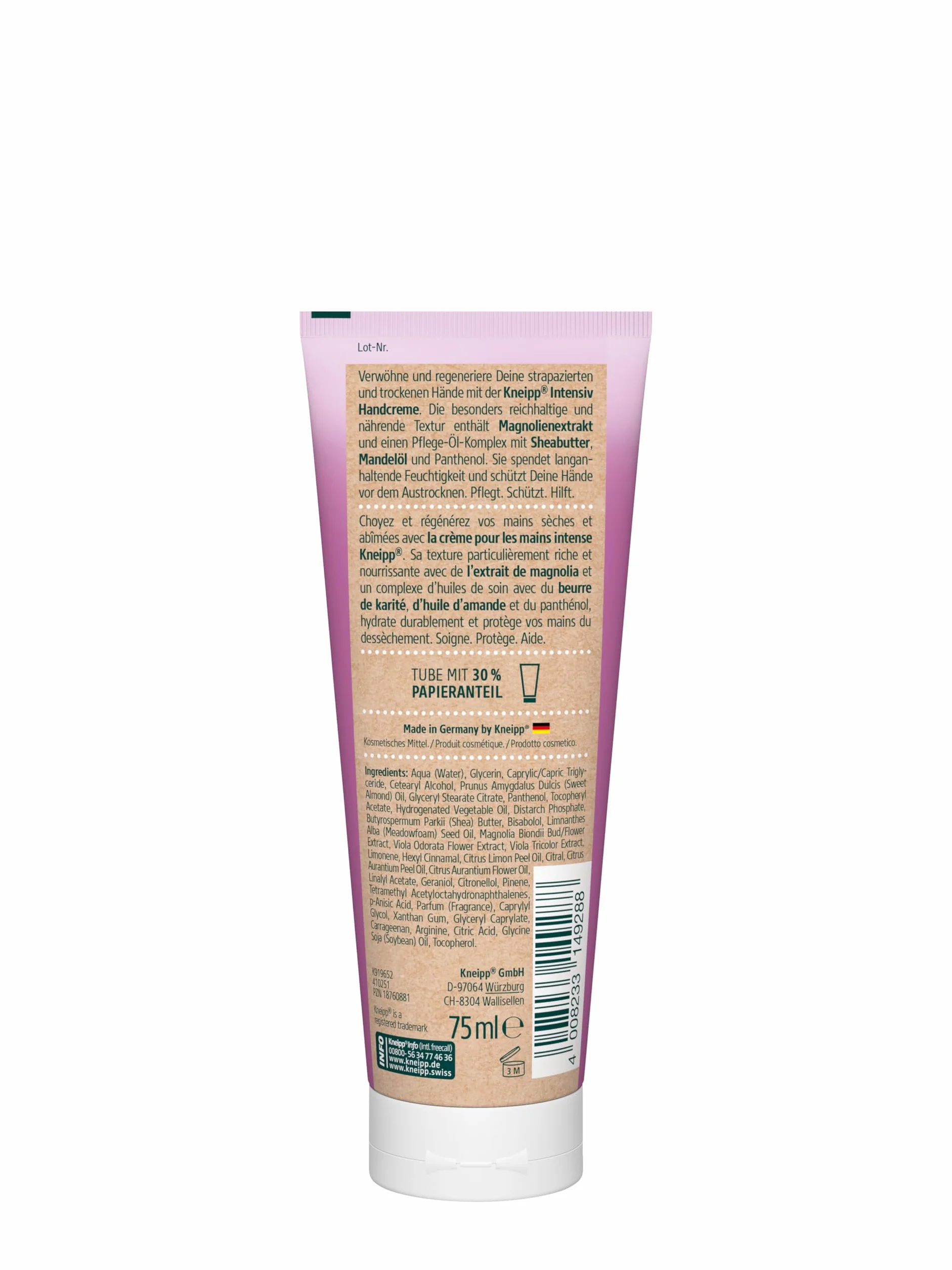Kneipp Intensywny krem do rąk, magnolia i masło shea, 75 ml | Do bardzo suchej skóry, do skóry zniszczonej