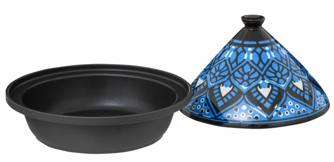 Tajine indukcyjny ceramiczny stal nierdzewna niebieski 30,20 x 30,20 x 23 cm