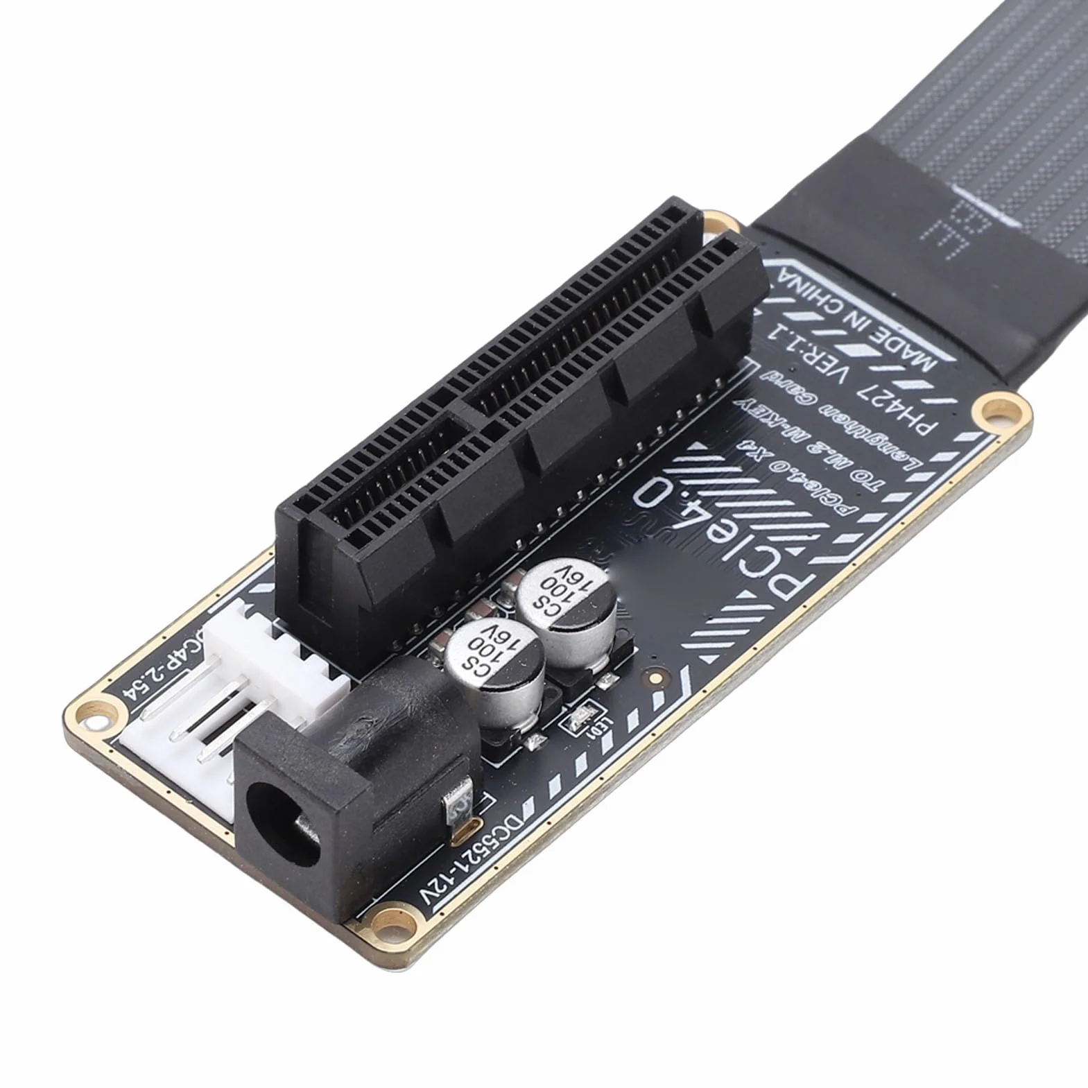 Denash Adapter Przedłużacza PCIe 4.0 X4 do M.2 M Key, Adapter Podwyższający PCIe do .2 64 Gb/s ze Wskaźnikiem LED, Gniazd NVMe 2230, 2242, 2260 i 2280