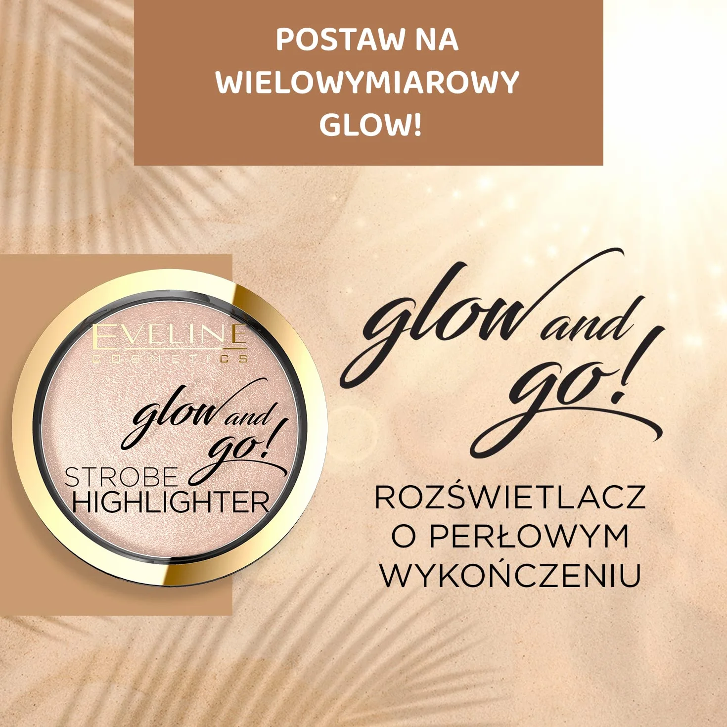 Eveline Cosmetics Glow and Go! Rozświetlacz wypiekany, 14 g, nr 02 Gentle Gold