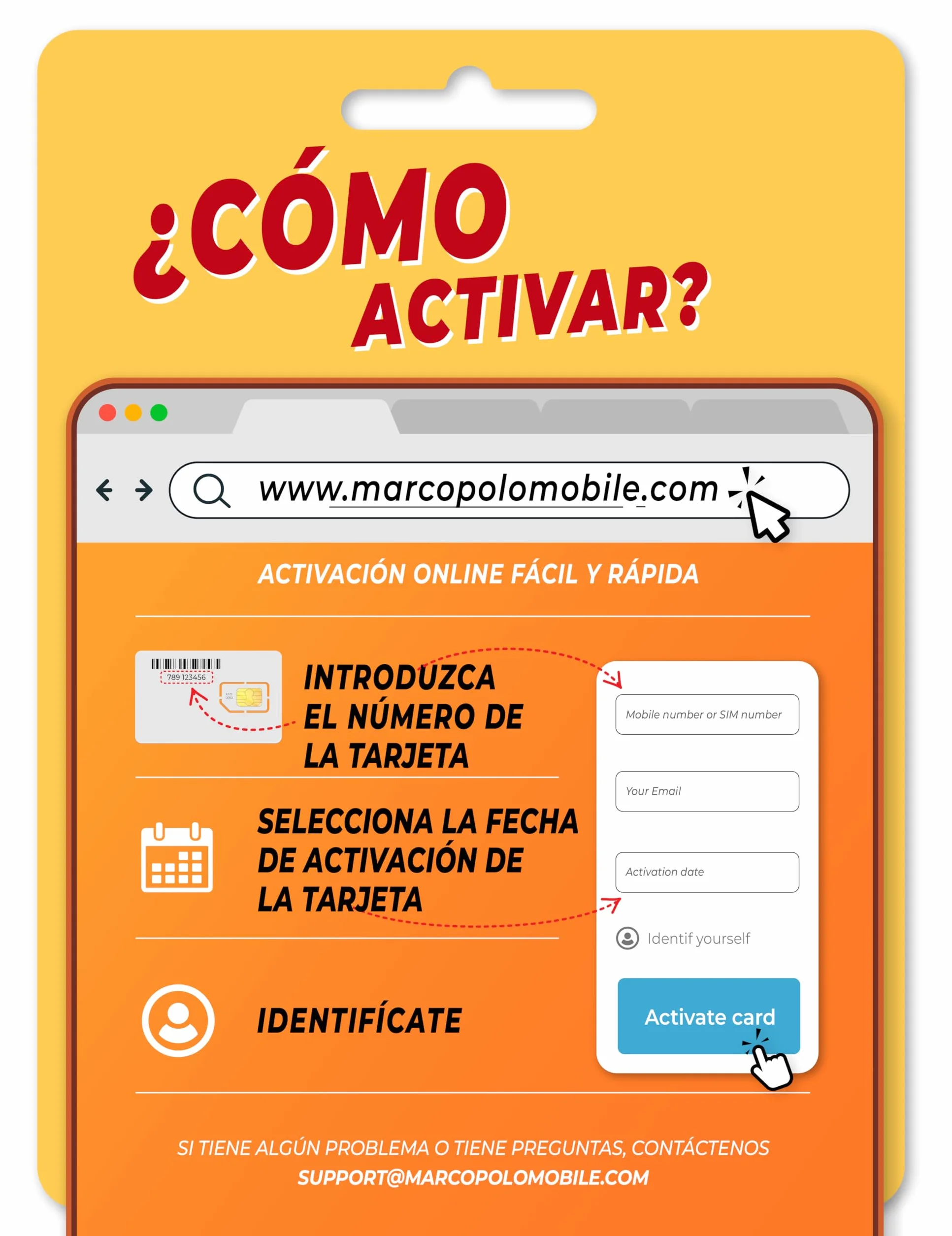 Orange Hiszpania - przedpłacona karta SIM 300 GB w Hiszpanii| 5€ salda | 26 GB w Unii Europejskiej | 2000 minut międzynarodowych | Aktywacja online Solo na www marcopolomobile com