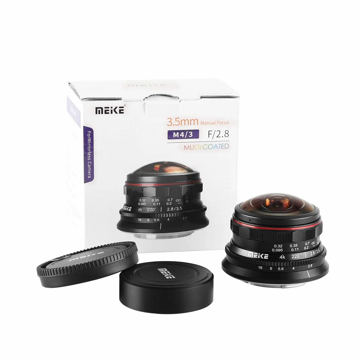 Meike 3.5mm f2.8 220-stopniowy obiektyw rybie oko z ręcznym ustawianiem ostrości kompatybilny z aparatami Olympus Panasonic Lumix M4/3 MFT GH4 GH5 GH6 OM-1