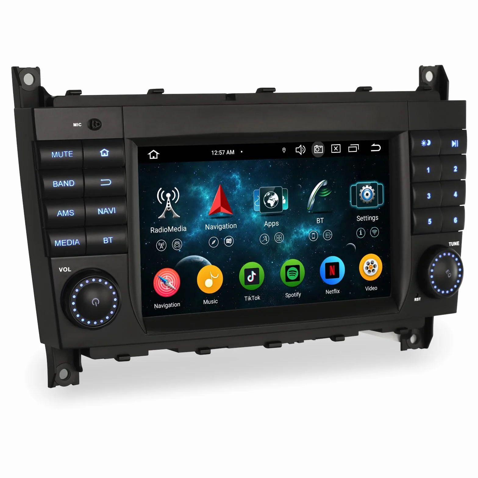 Erisin radio samochodowe 8-rdzeniowe 4GB+64GB z Androidem 14 GPS Navi dla Mercedesa Benz klasy C W203 klasy CLC W203 C180 klasy G W463, obsługuje Bluetooth, 7-calowy ekran dotykowy, CarPlay, Android