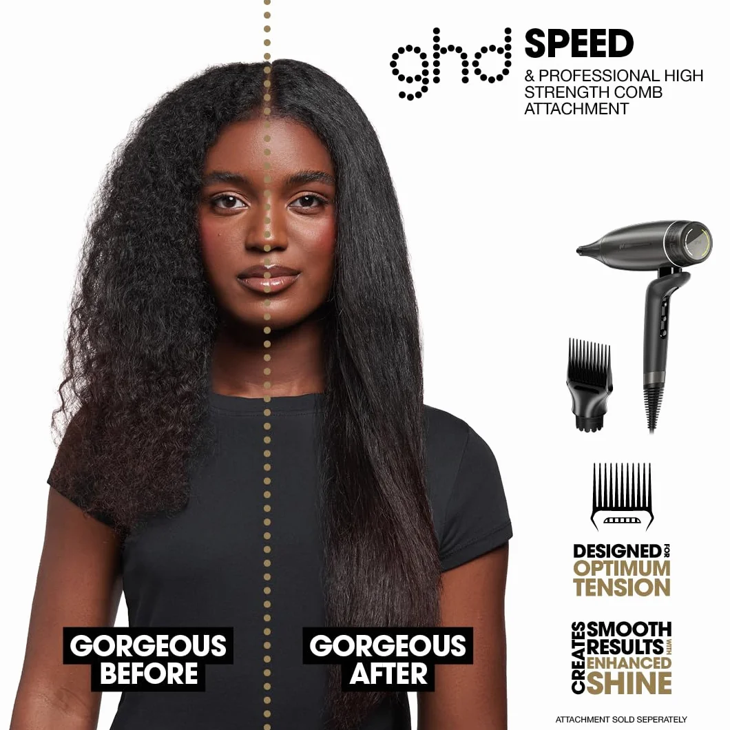 ghd - Końcówka grzebieniowa do włosów ghd Speed - Idealna do relaksu i prostowania teksturowanych, kręconych, puszystych włosów - Naturalne prostowanie lub przygotowanie do stylizacji