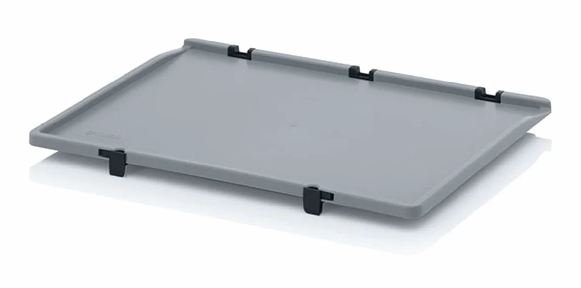 Euro Pojemnik ED 64/12 HG Auer z Pokrywką Zawiasową, Szary, 24 L, Pudełko z Tworzywa Sztucznego 60 x 40 x 13,5 cm, Zamknięte Uchwyty | Magazynowy na Żywność, Skrzynka na Kemping