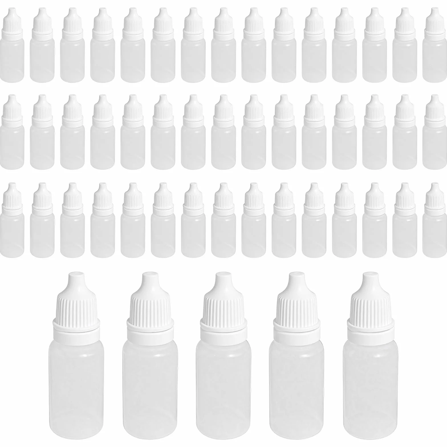 50 szt. 20 ml 0,7 uncji pusty do wielokrotnego napełniania biały plastikowy kubek z kroplomierzem do oczu butelka odpinana wtyczka przenośny pojemnik na olejek eteryczny kosmetyczny opakowanie kosmetyczne opakowanie na twarz pojemnik do przechowywania z n