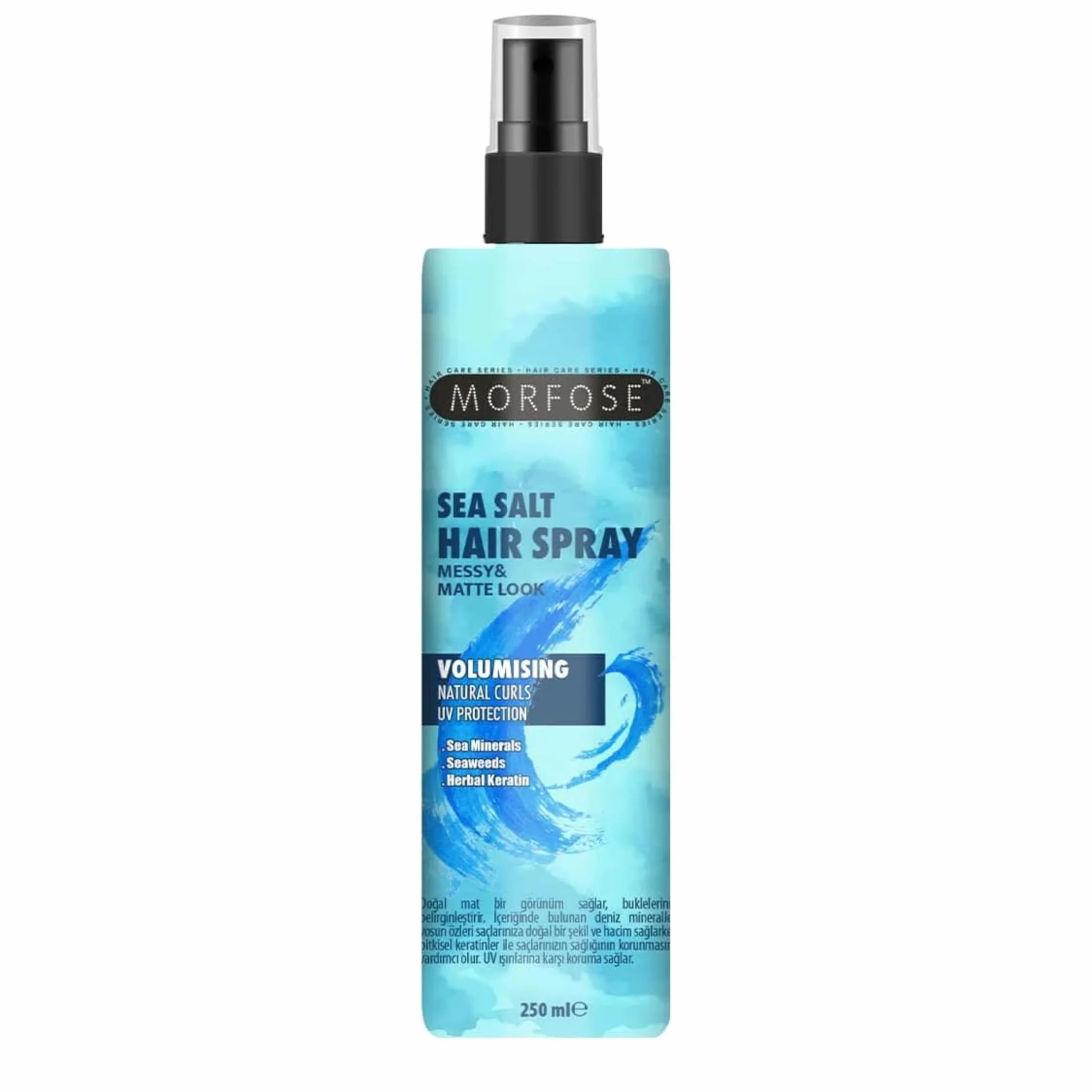 Morfose Sea Salt Hair Spray 250 ml – sól morska w sprayu dla objętości i tekstury – swobodny wygląd plaży z matowym wykończeniem – z minerałami morskimi i keratyną roślinną