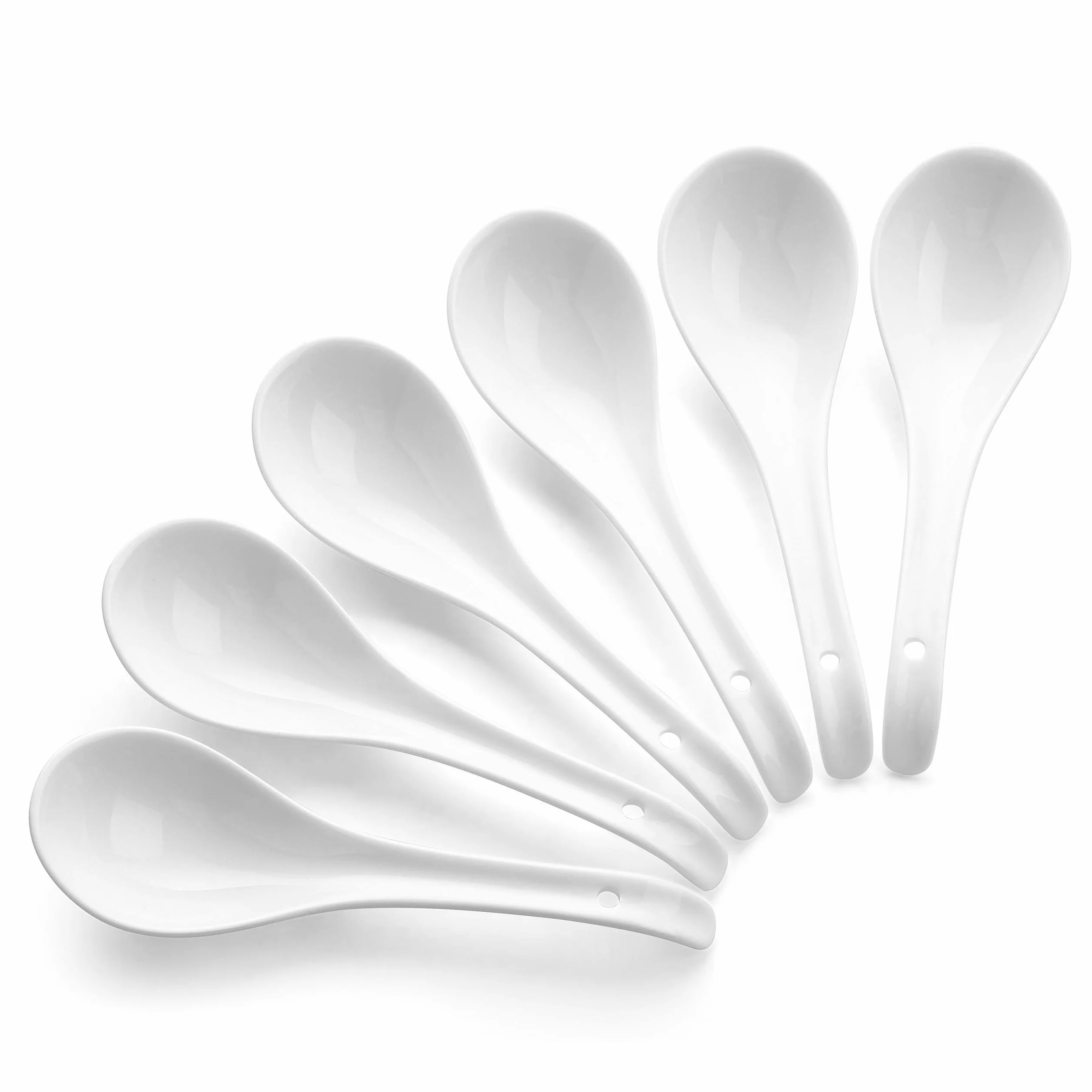 DOWAN Ceramiczne Łyżki do Zupy Azjatyckie Duże Zestaw 6 szt Ramen Pho Wonton