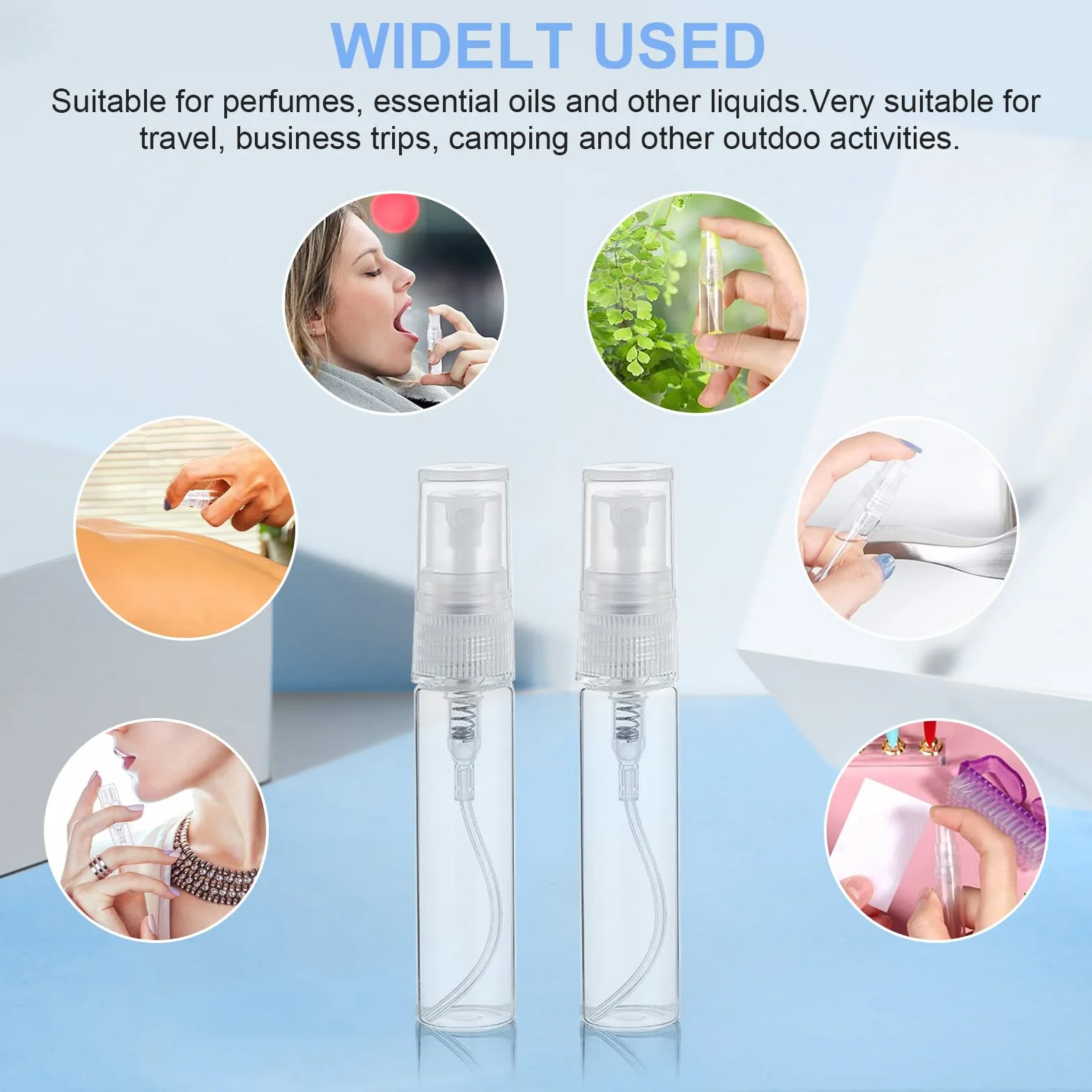 40 sztuk rozpylaczy do perfum, przezroczyste butelki z rozpylaczem do perfum, rozpylacze do podróży, nadaje się do ponownego napełnienia, mini rozpylacze kieszonkowe z 2 ml pipetą i 5 ml strzykawką do