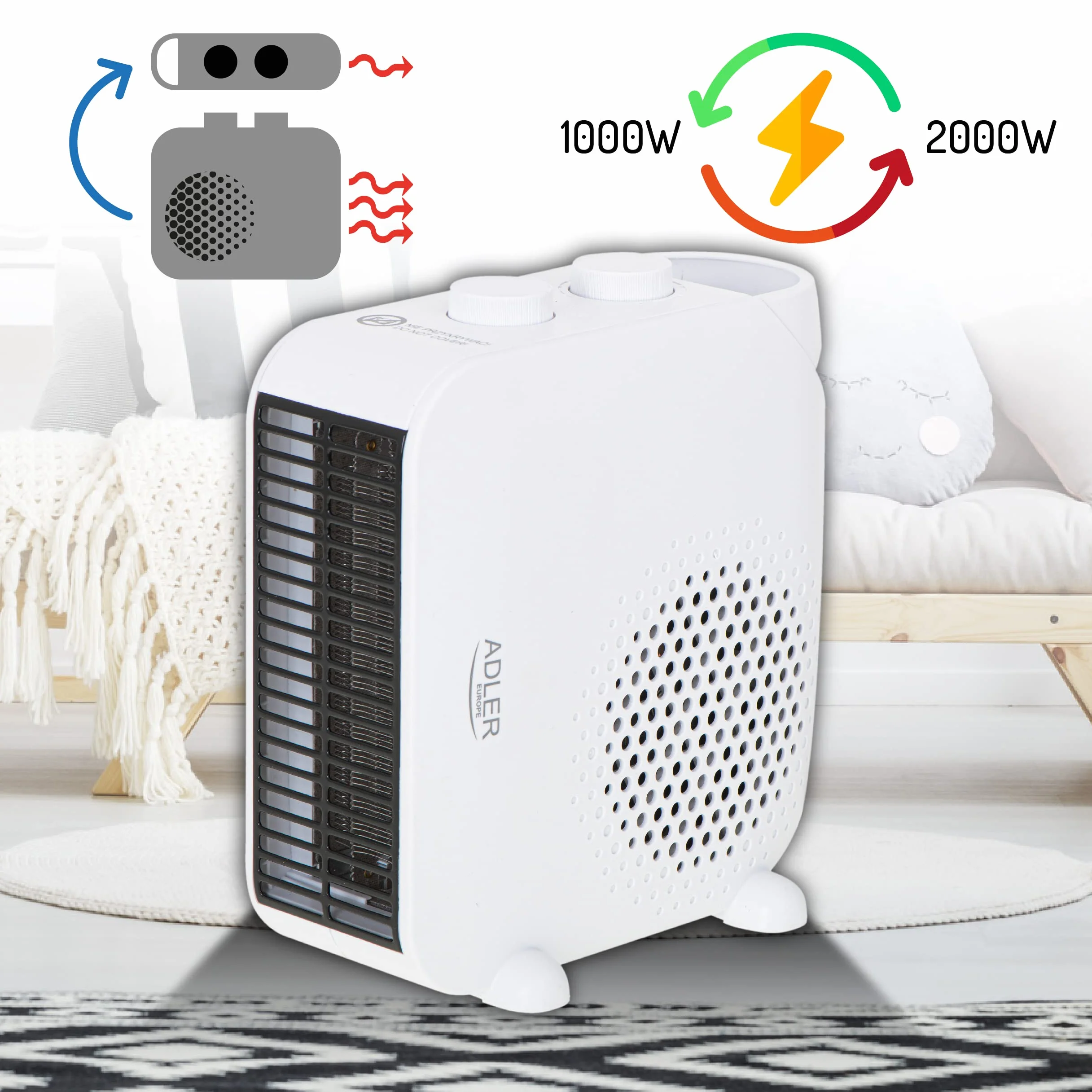 ADLER EUROPE 7725 Termowentylator biały
