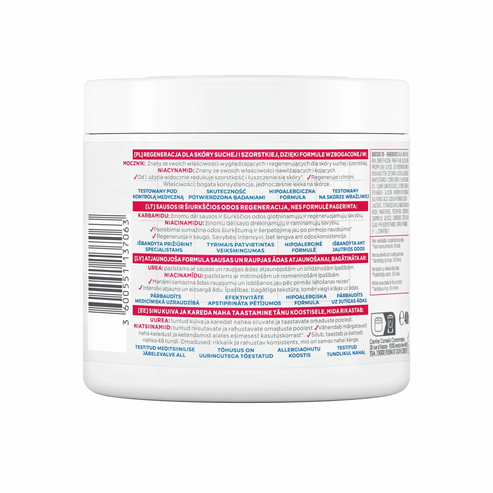 Mixa Urea Cica Repair+ Regenerujący Krem, 400 ml