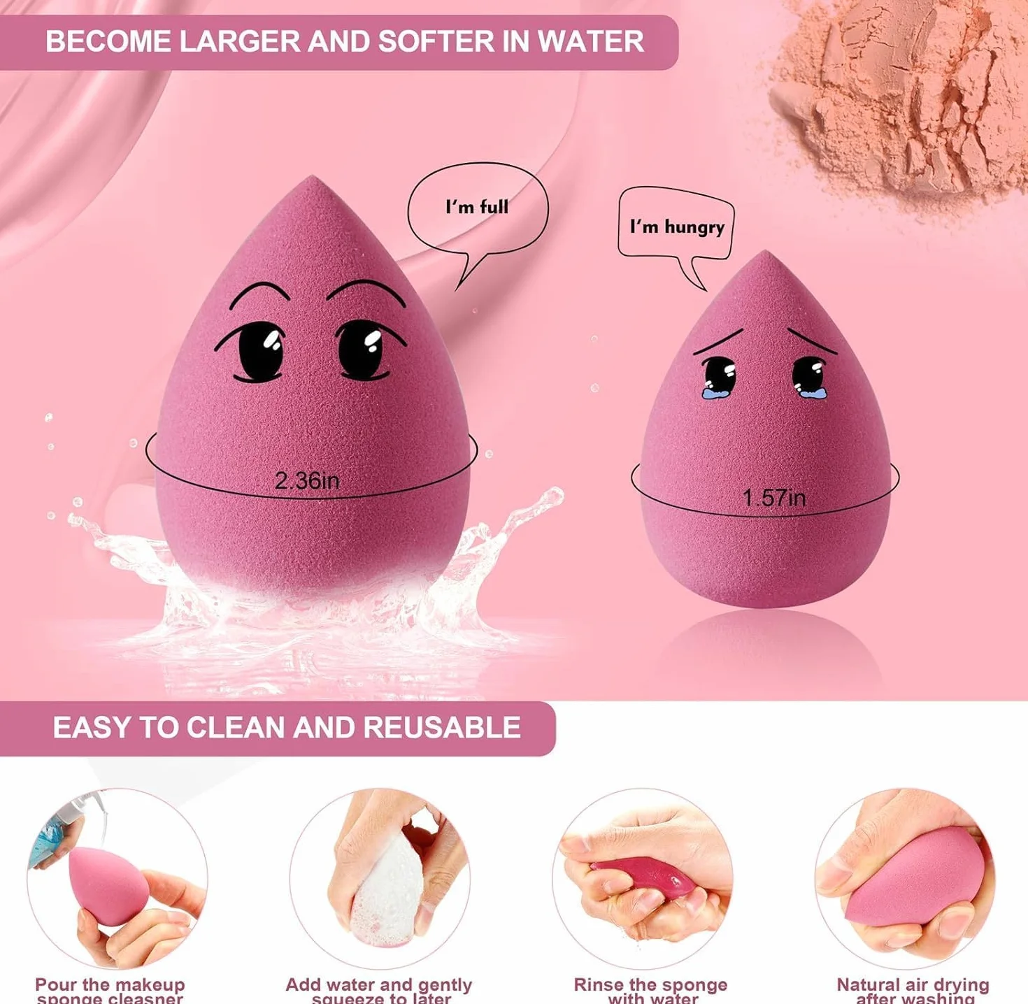 Gąbka do makijażu FILY DUAIU 4-pak Beauty Blender podkład zestaw 4 kolorów bez lateksu blender kosmetyki gąbki do makijażu z 1 uchwytem na gąbkę do płynnego podkładu, kremu i kremu