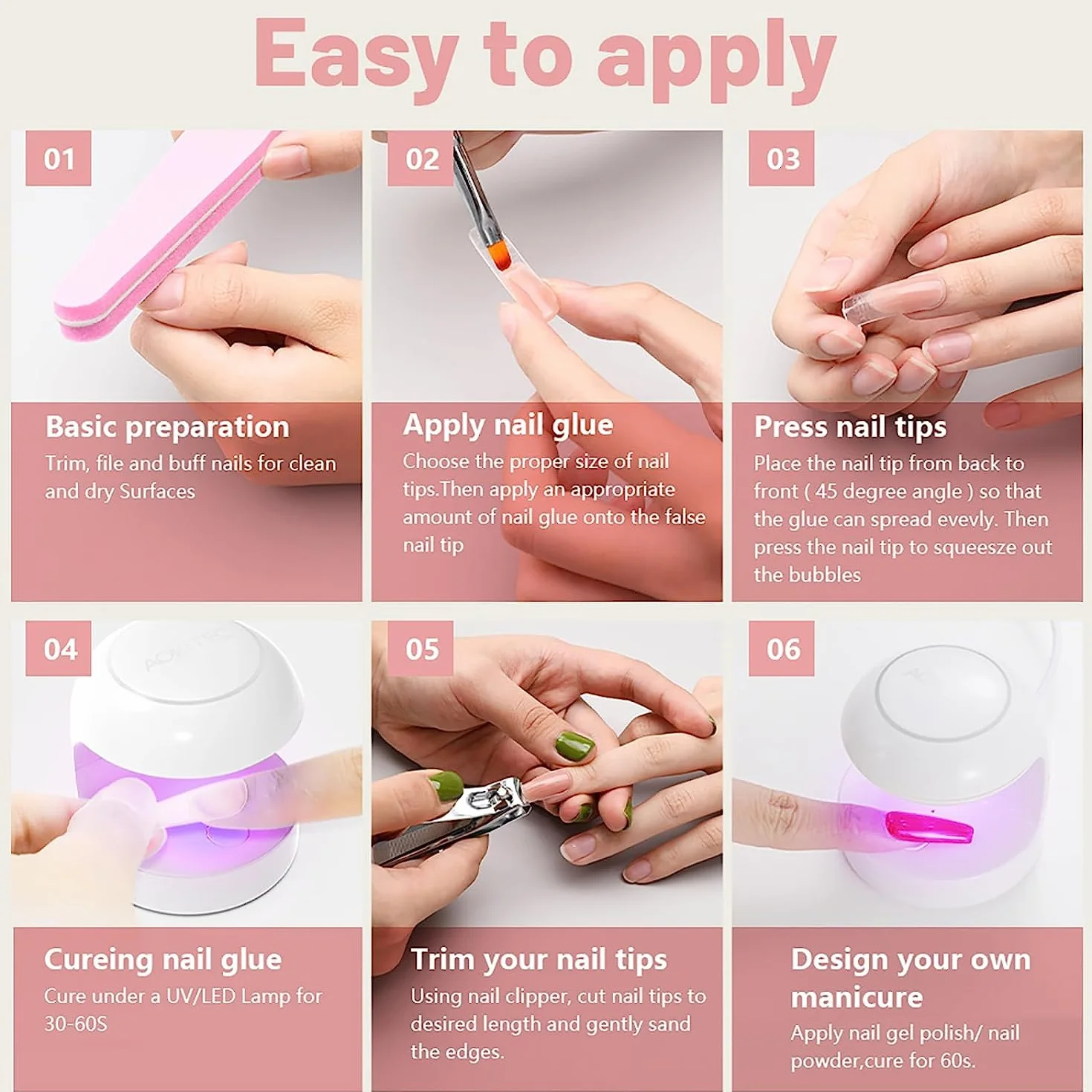 Aokitec Mini UV LED Lampa do paznokci, Szybko suche światło UV do paznokci Żel Polerowane końcówki do paznokci, Poly żywica przedłużająca, Manicure UV LED Światło Suszarka do paznokci DIY Nail Art