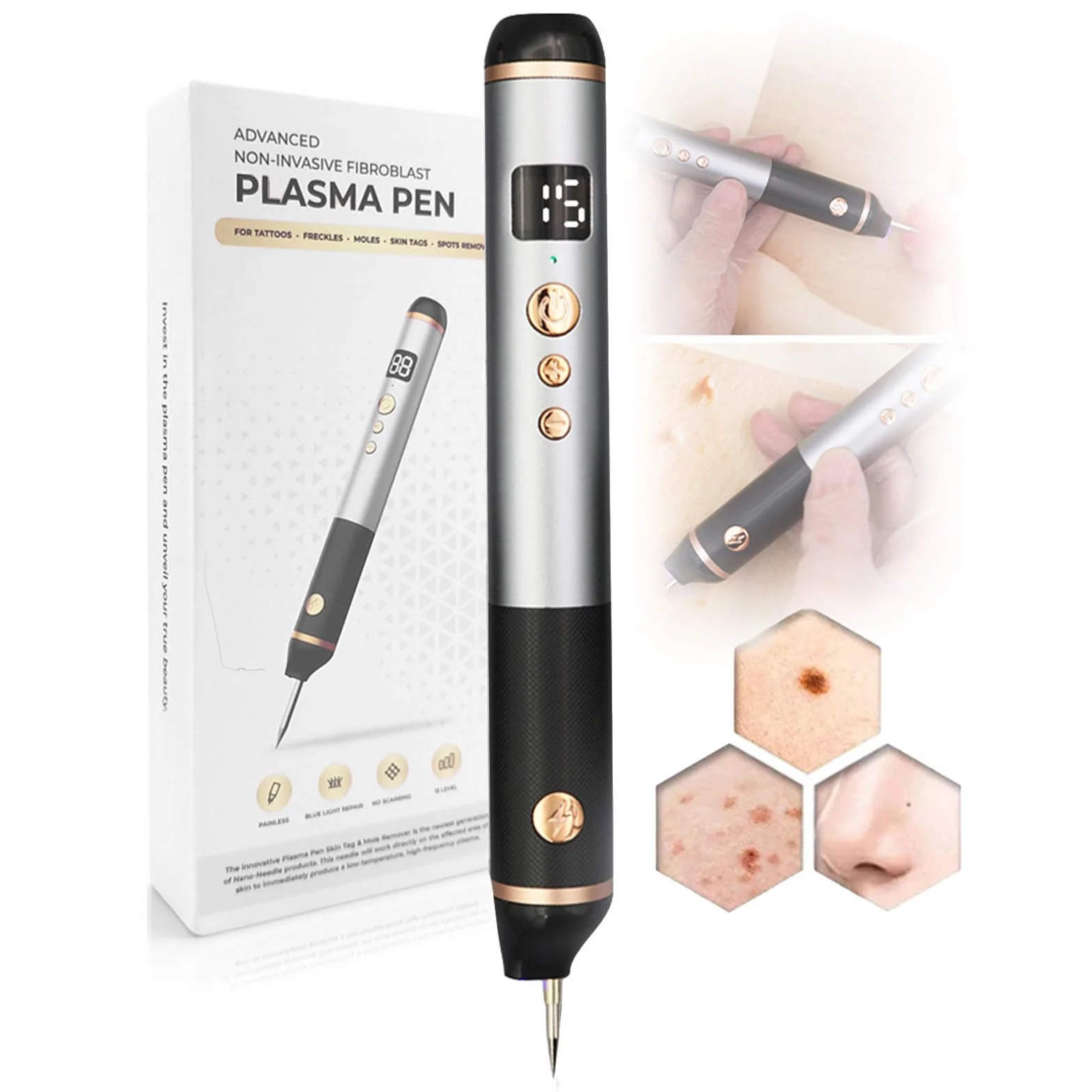 15-Poziomowy Laser Plazmowy Do Usuwania Narośli Skórnych, Brodawek, Pieprzyków, Plam, Piegów, Znamion, Ust, Dłoni, Oczu, Szyi, Twarzy, Głowy, Nosa, Bezpieczny I Bezbolesny, Nie Uszkadza Skóry