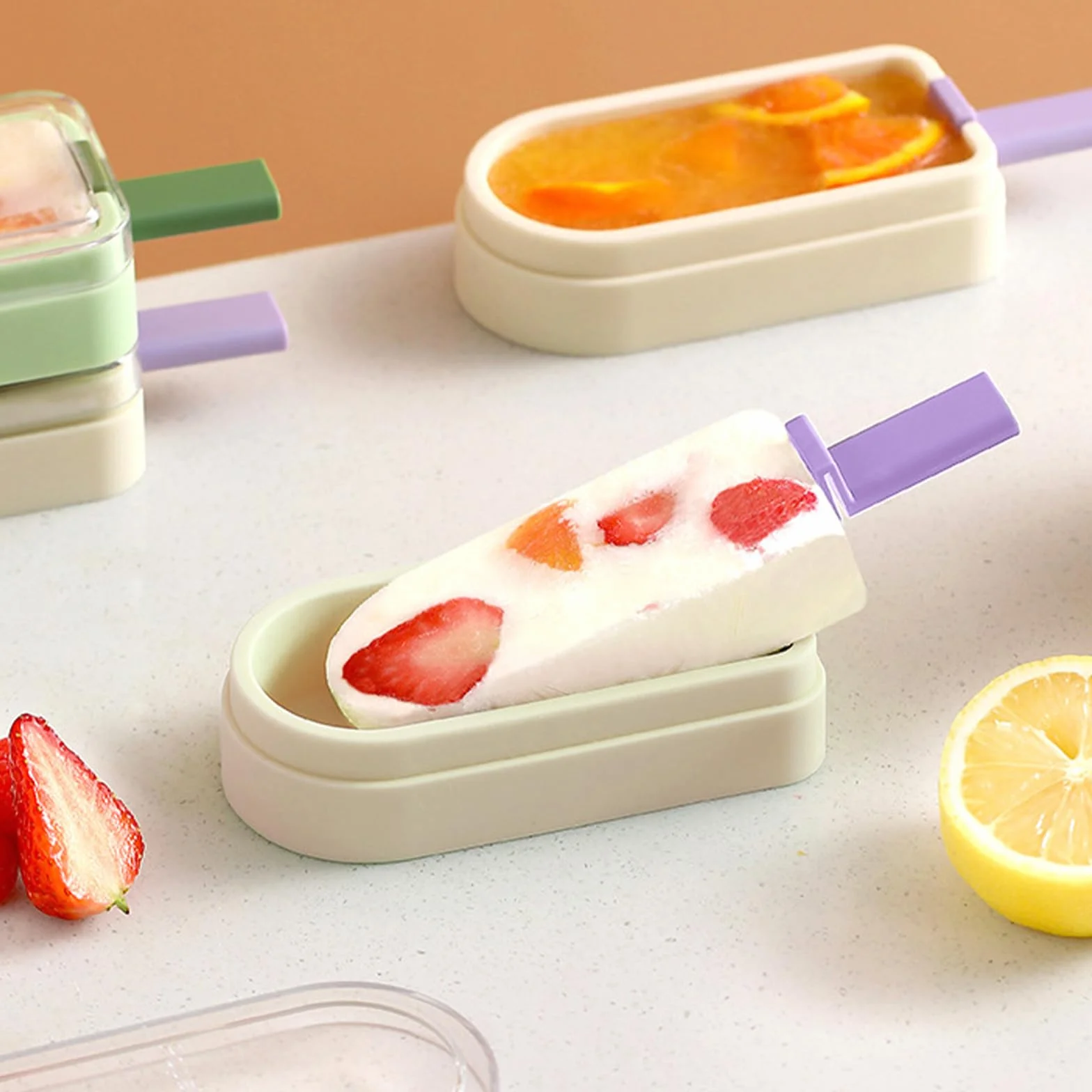 Forma silikonowa do lodów z pokrywką, BPA free, mini urządzenie do mrożonych lodów (biała)
