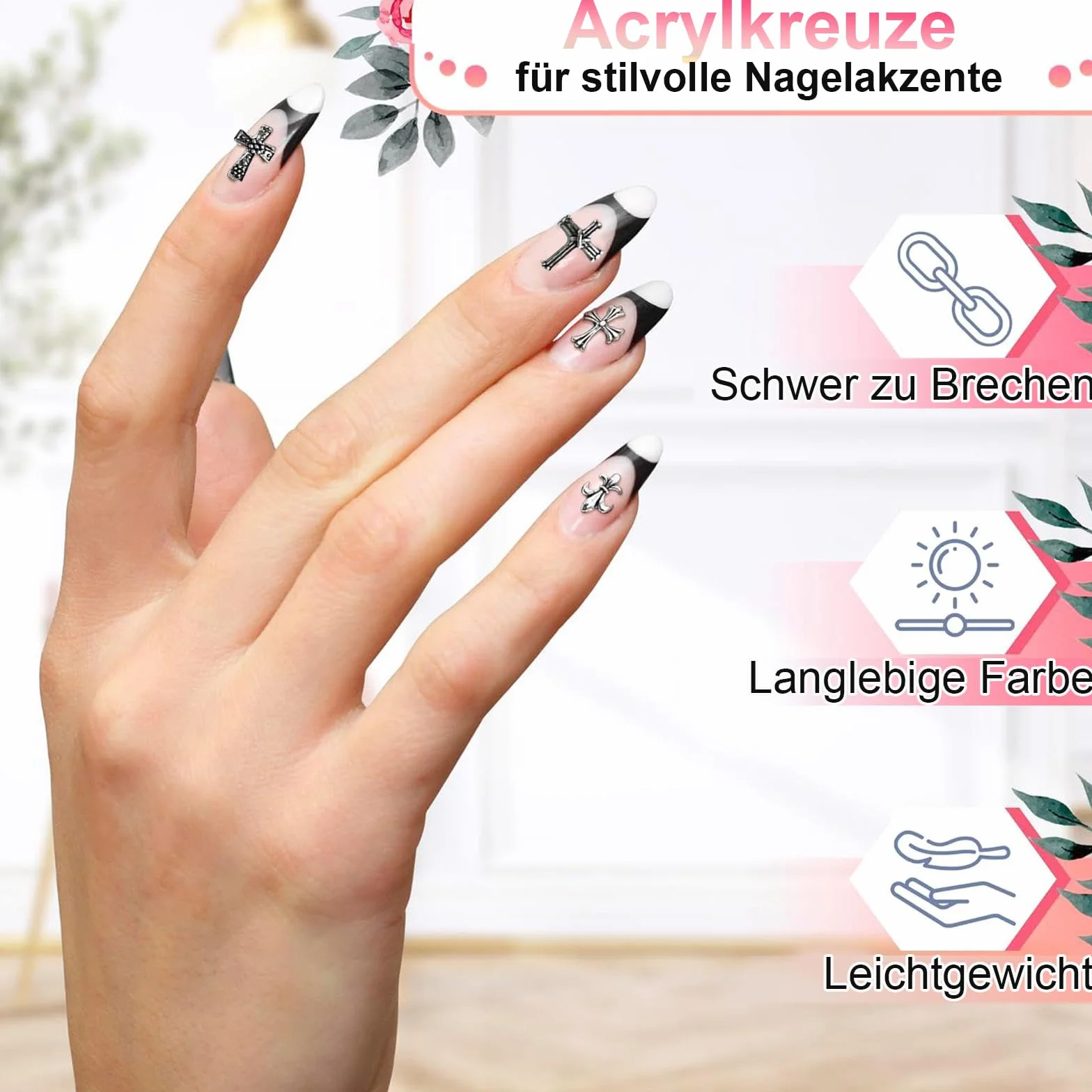 120 sztuk metalowych nitów 3D Nail Charms, srebrne zawieszki w stylu gotyckim retro charms do krzyżyka, zdobienia paznokci, ozdoby do stylizacji paznokci (srebrzyste 1)