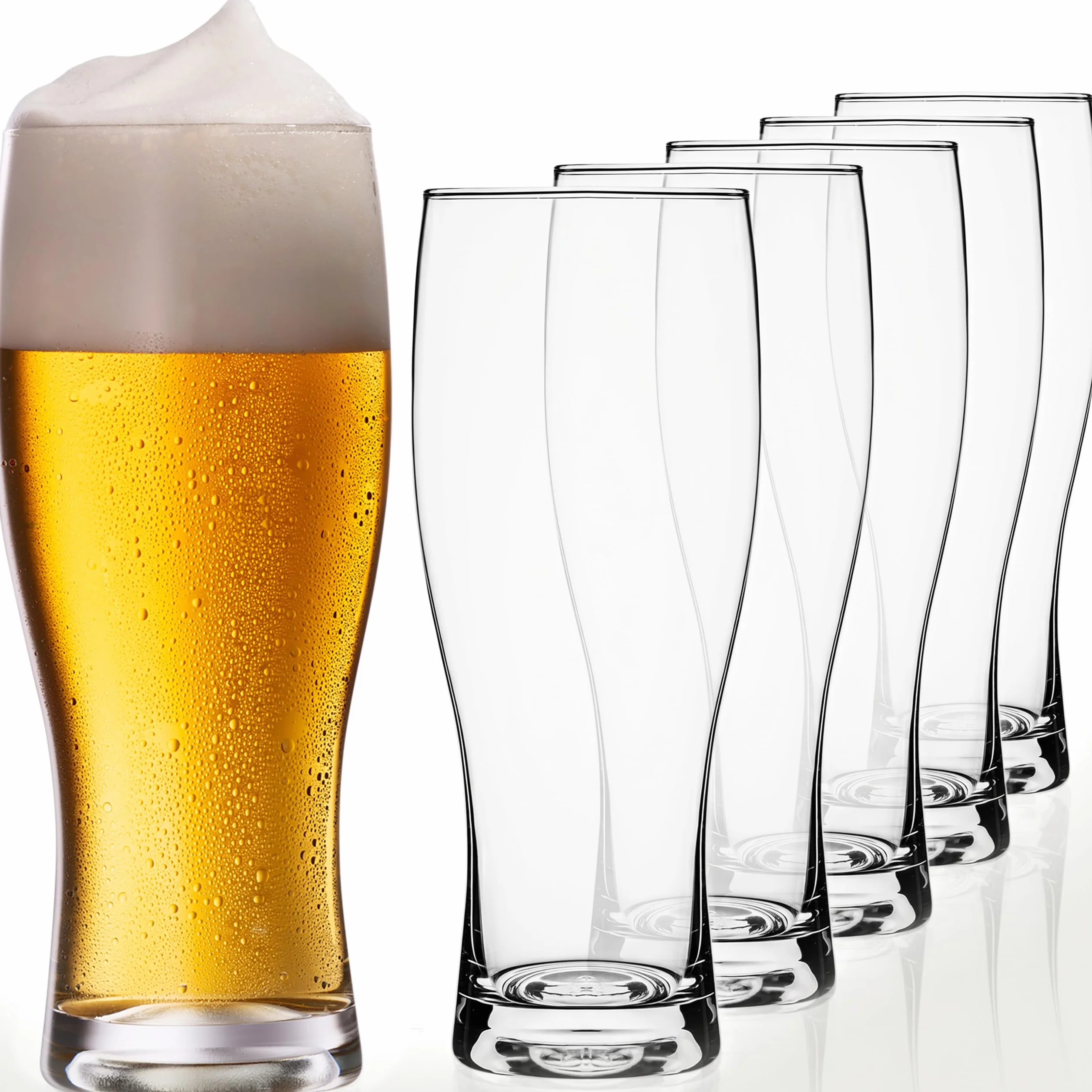 PLATINUX Szklanki do piwa 500 ml (maks. 640 ml) ze szkła zestaw 6-częściowy kufel do piwa pszenicznego wysoki kieliszek do piwa 0,5 l