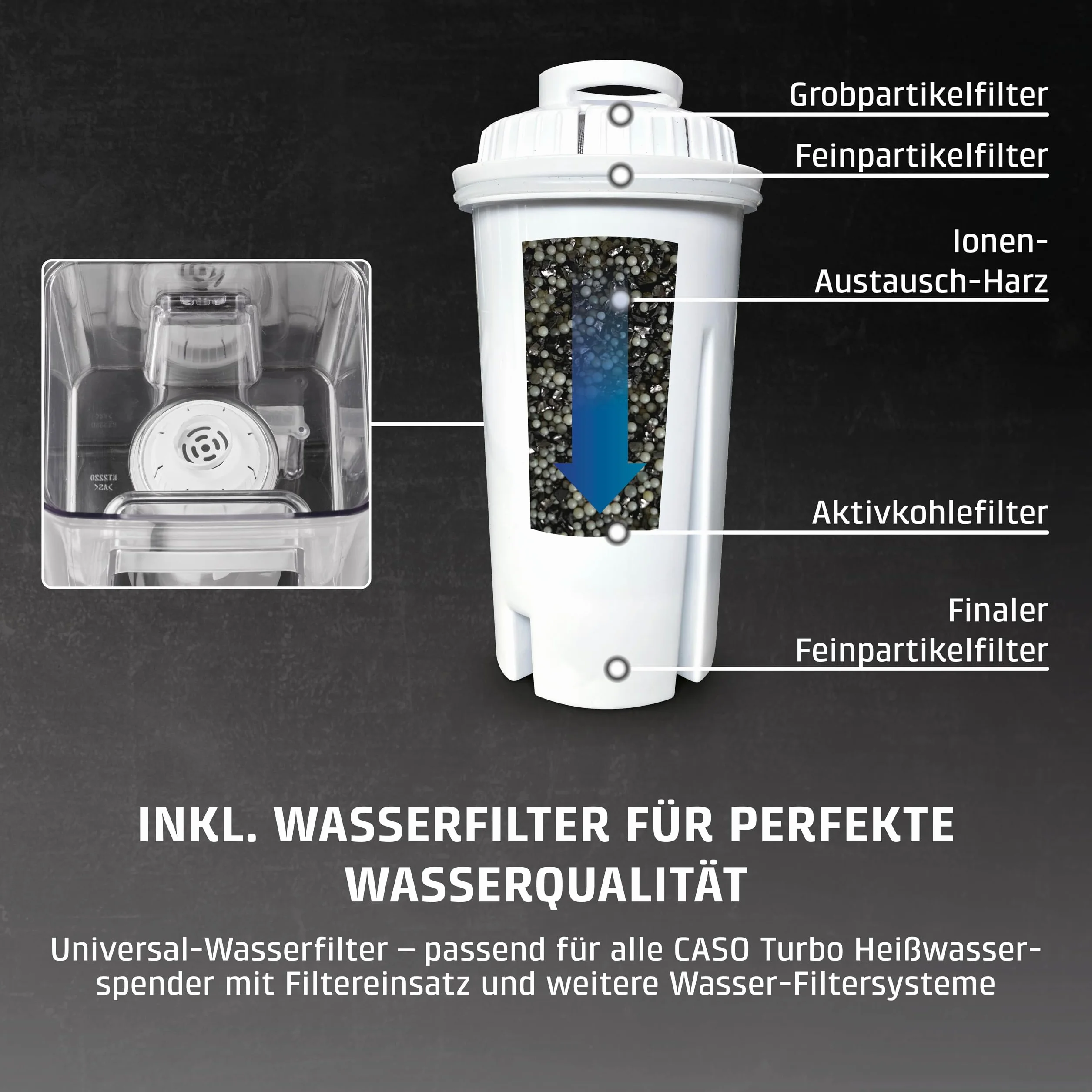 Caso Hw660 Podgrzewacz Wody, Czarny/Srebrny, 2.7 l