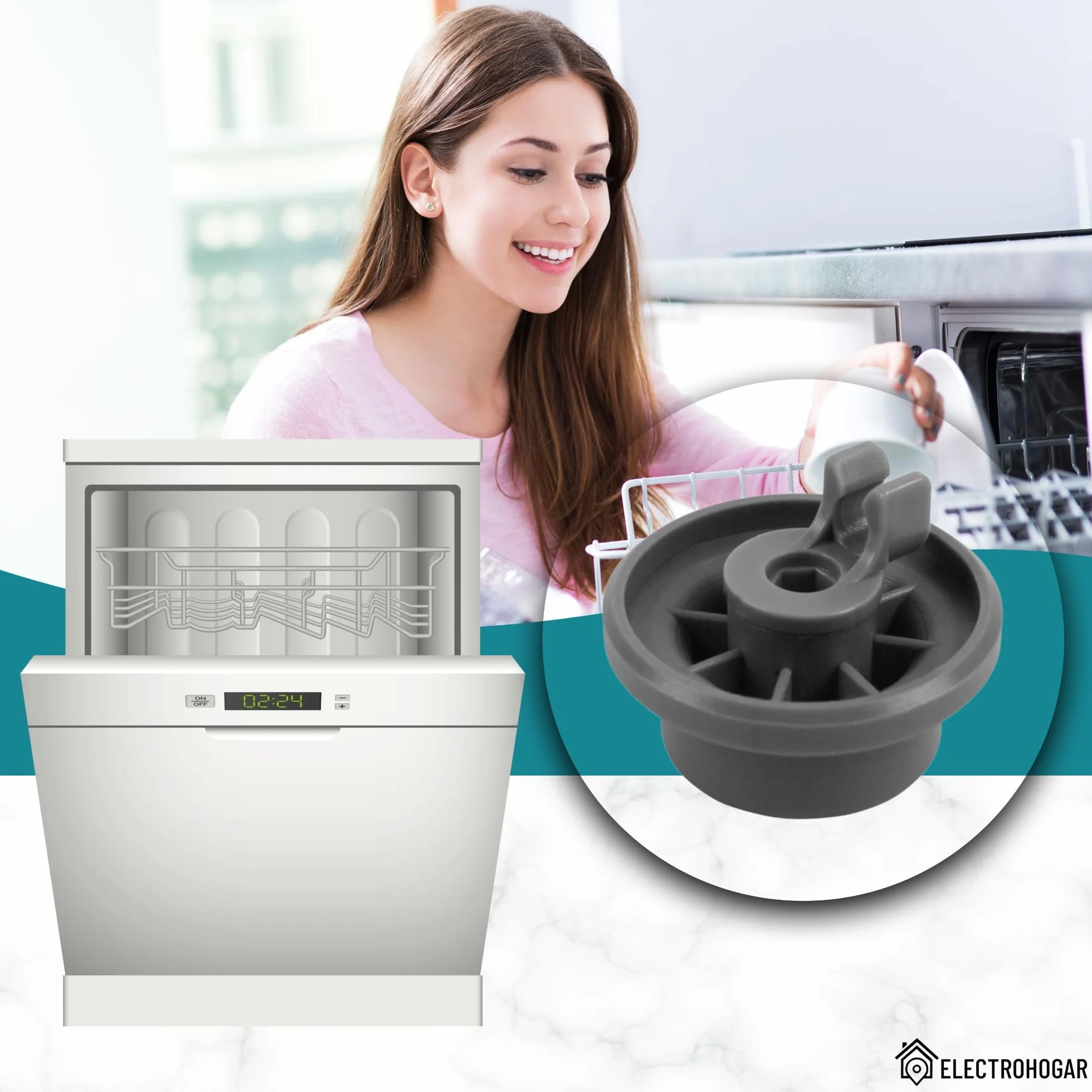 Bosch Rolki do Kosza Zmywarki Kompletny Zestaw 8 Kółek Dolna Taca Siemens Balay Beko Indesit Neff