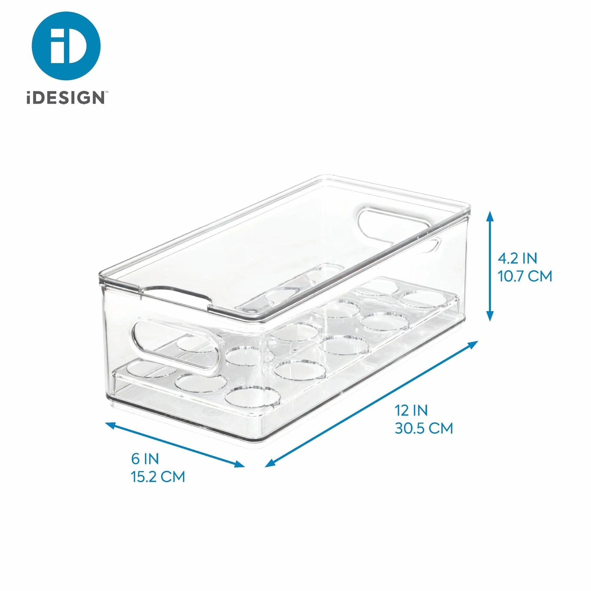 iDesign przezroczysty pojemnik na jajka z recyklingu z tworzywa sztucznego, pojemność 15 jaj