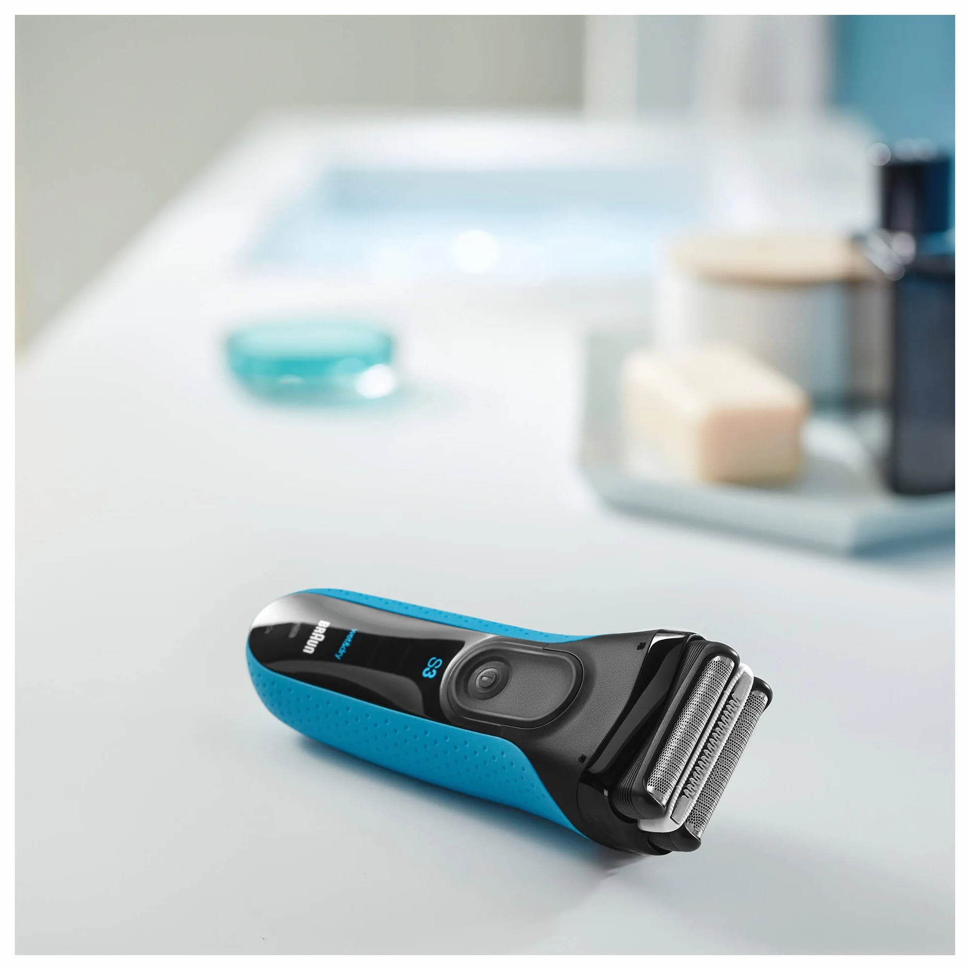Braun Series 3 3040s Golarka Elektryczna, Czarny/Niebieski, 3 Ostrza