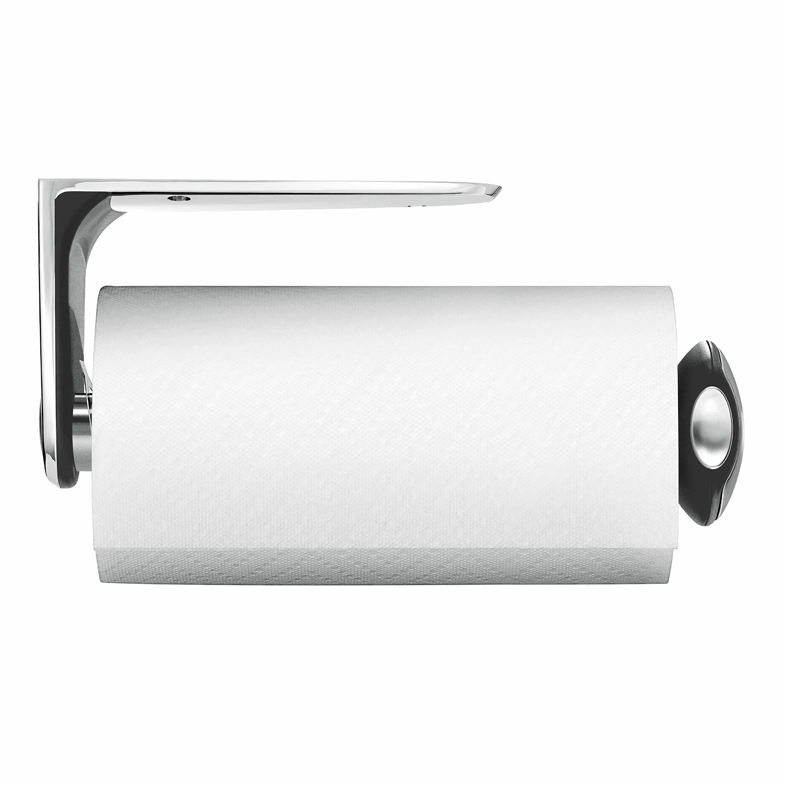 simplehuman KT1086 Uchwyt ścienny na rolkę kuchenną z szybkim ładowaniem, odpowiedni do szafki pod szafkę, łatwy do oderwania jednego arkusza, łatwy w instalacji (pasuje do rolek kuchennych o