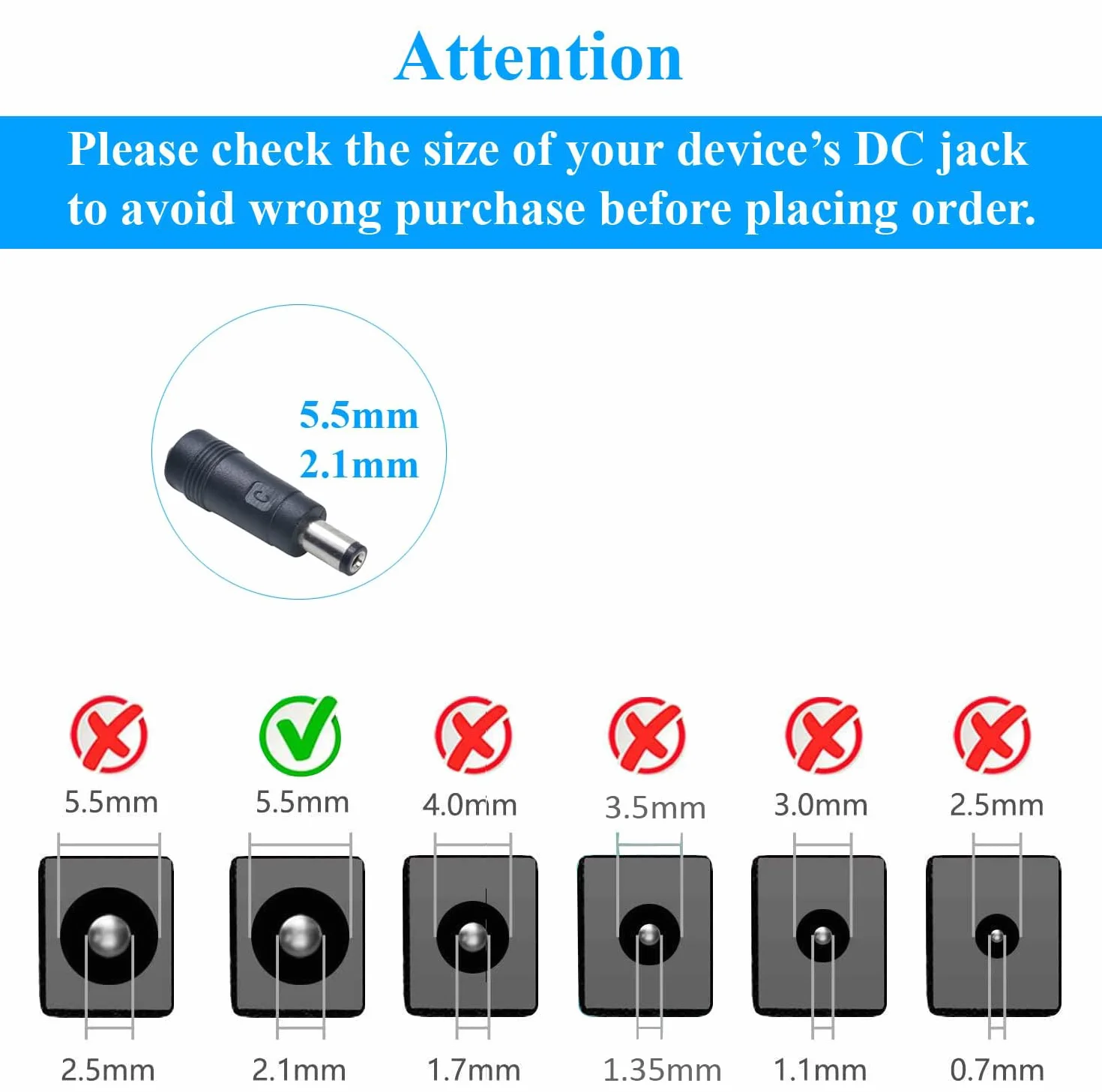 Zasilacz AC na DC 12 V, 0,5 A, złącze 5,5 mm x 2,1 mm do kamery CCTV DVR taśmy LED