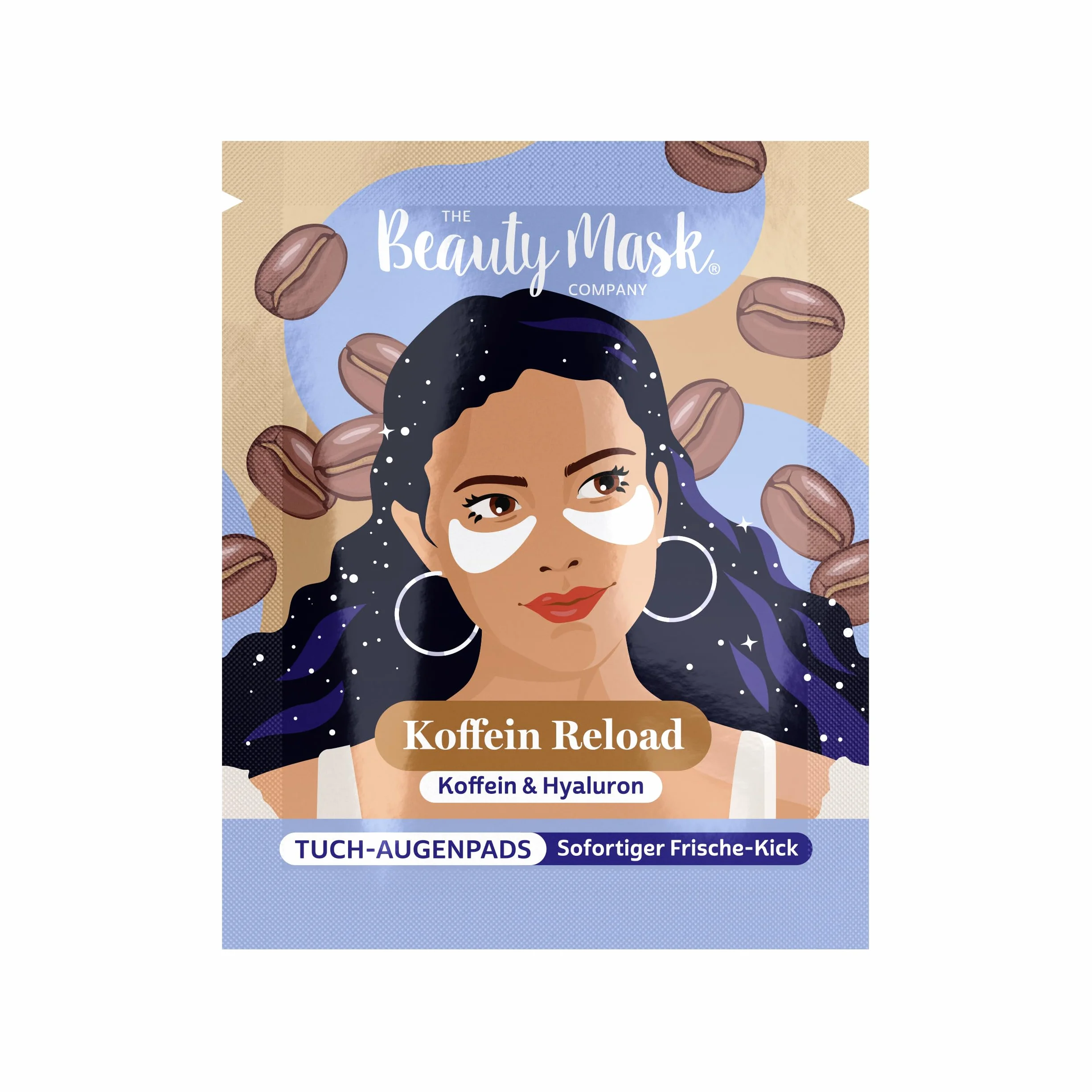 The Beauty Mask Company Chustowe płatki pod oczy | Kofeina Reload | pielęgnacja oczu dla natychmiastowej świeżości | 1 x saszetka z dwoma wkładkami
