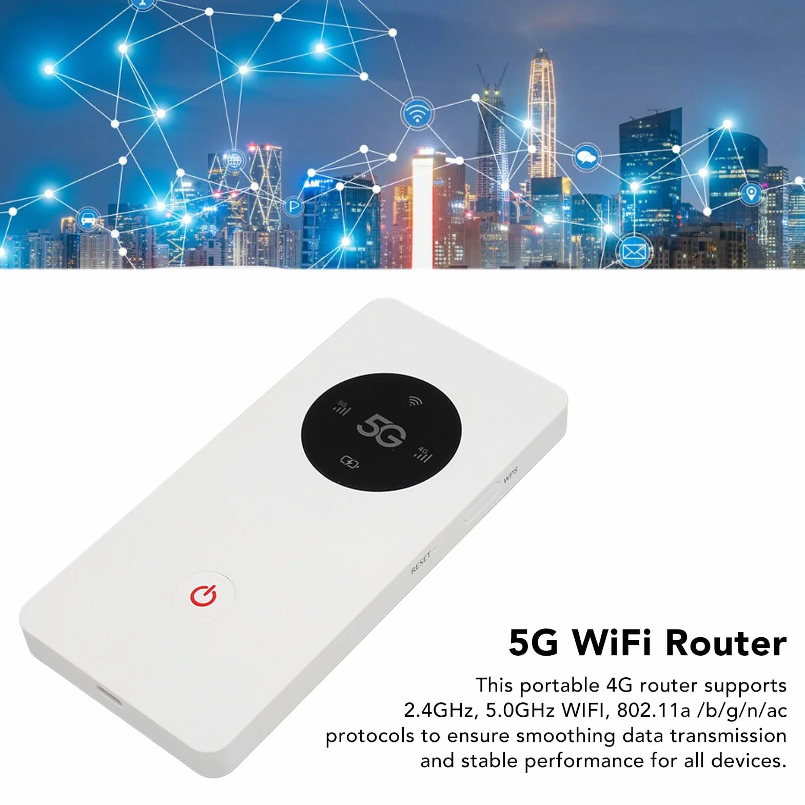 Jectse Ultraszybki hotspot 5G WLAN z gniazdem na karty NanoSIM, do 16 urządzeń, 2,4 GHz i 5,0 GHz, kieszonkowy format do podróży, biura, na kemping